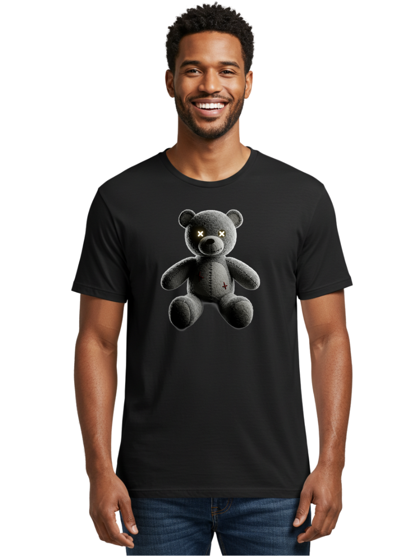 Cursed-Black-Teddy-Bear Men'S Graphic Tee, 100% Cotton, Comfortable Casual Summer Wear, Machine Washable, Vintage Camera, Old Camera, Antique Camera, Black Camera, Classic Photography, Photography Equipment, Nostalgic Device, Film Camera, Baf774