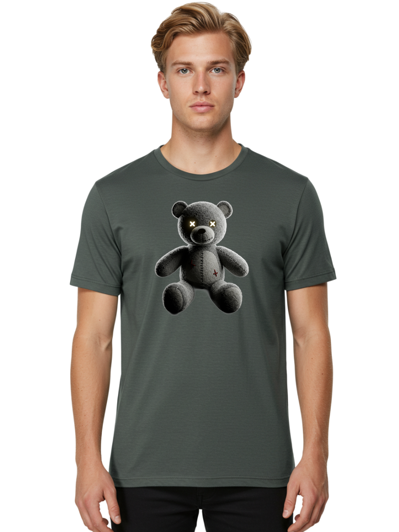 Cursed-Black-Teddy-Bear Men'S Graphic Tee, 100% Cotton, Comfortable Casual Summer Wear, Machine Washable, Vintage Camera, Old Camera, Antique Camera, Black Camera, Classic Photography, Photography Equipment, Nostalgic Device, Film Camera, Baf774
