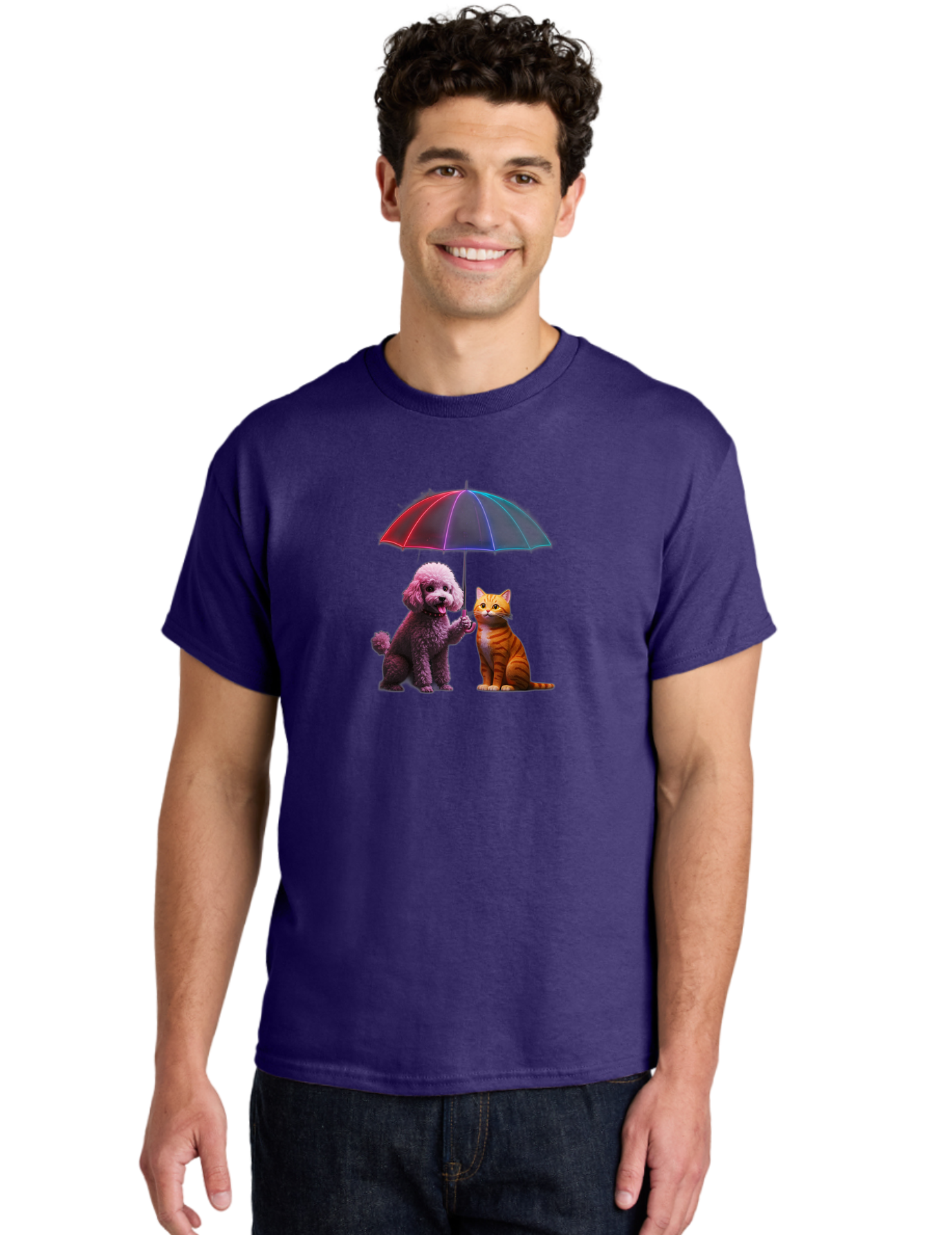 Dog-And-Cat-Under-Umbrella Men'S Graphic Tee, 100% Cotton, Comfortable Casual Summer Wear, Machine Washable, Vintage Camera, Old Camera, Antique Camera, Black Camera, Classic Photography, Photography Equipment, Nostalgic Device, Film Camera, Baf798