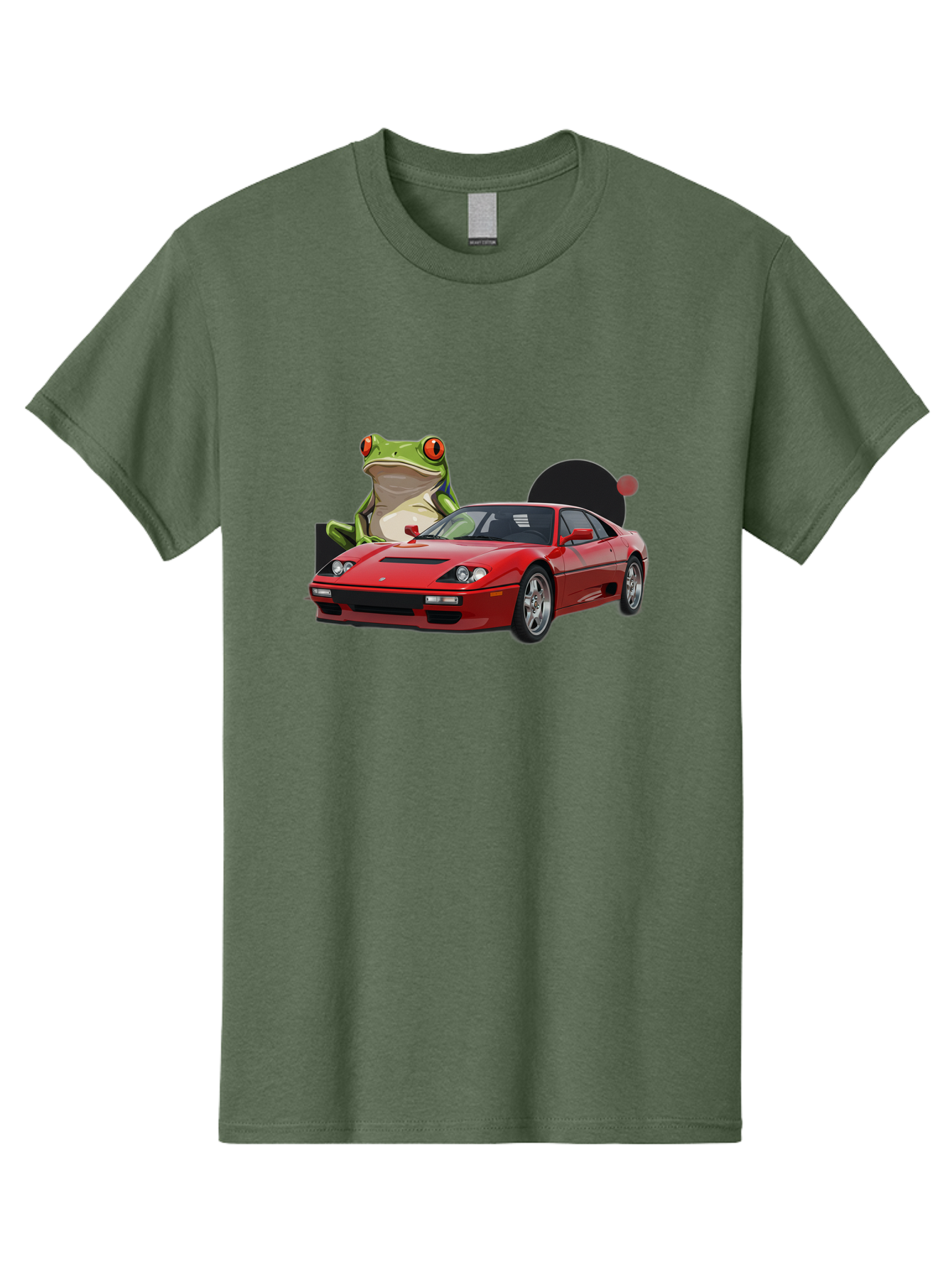Ferrari-With-Frog-1 Men'S Graphic Tee, 100% Cotton, Comfortable Casual Summer Wear, Machine Washable, Vintage Camera, Old Camera, Antique Camera, Black Camera, Classic Photography, Photography Equipment, Nostalgic Device, Film Camera, Baf805