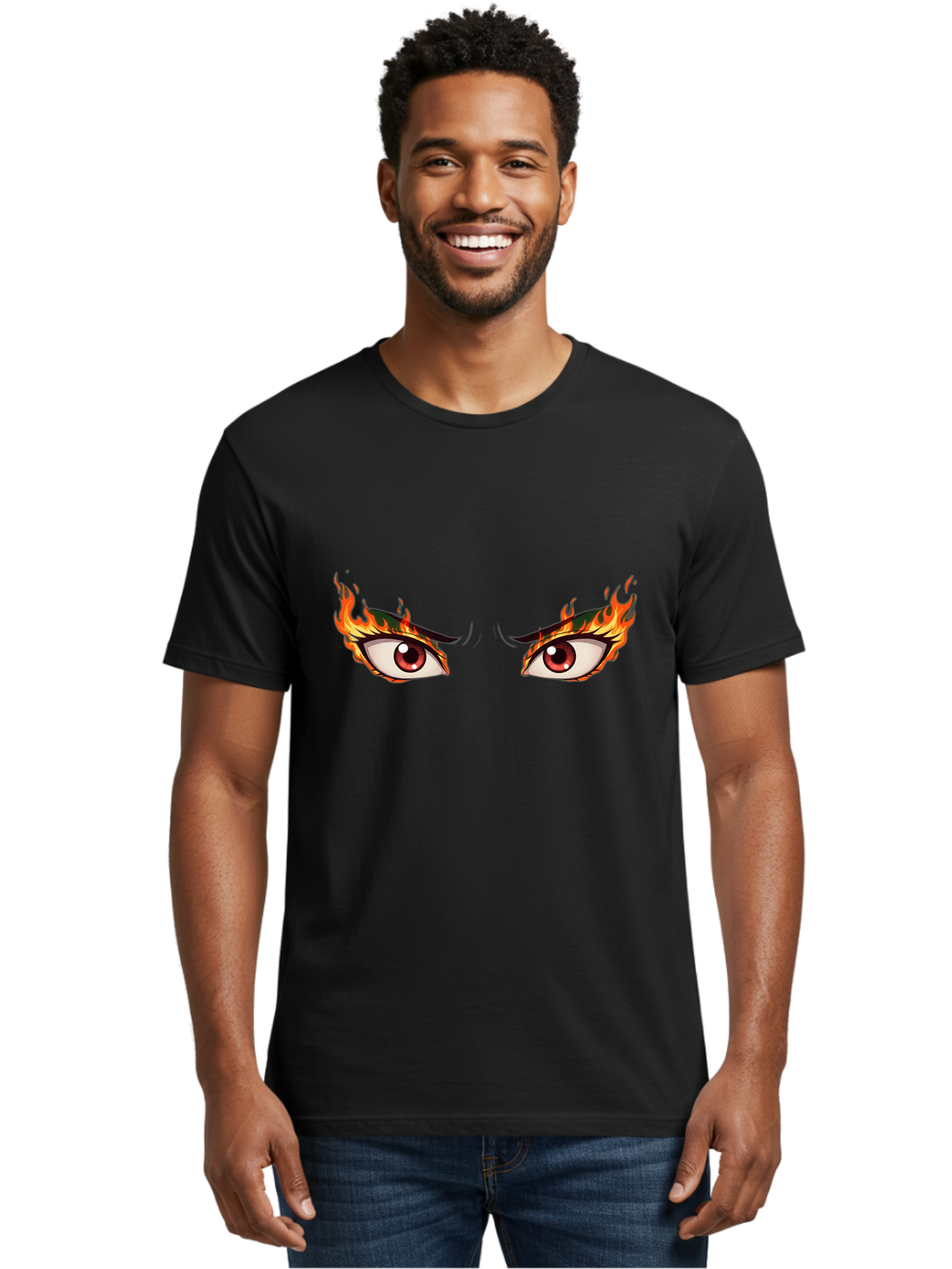 Fiery-Eyes-1 Men'S Graphic Tee, 100% Cotton, Comfortable Casual Summer Wear, Machine Washable, Vintage Camera, Old Camera, Antique Camera, Black Camera, Classic Photography, Photography Equipment, Nostalgic Device, Film Camera, Camera Art Baf808