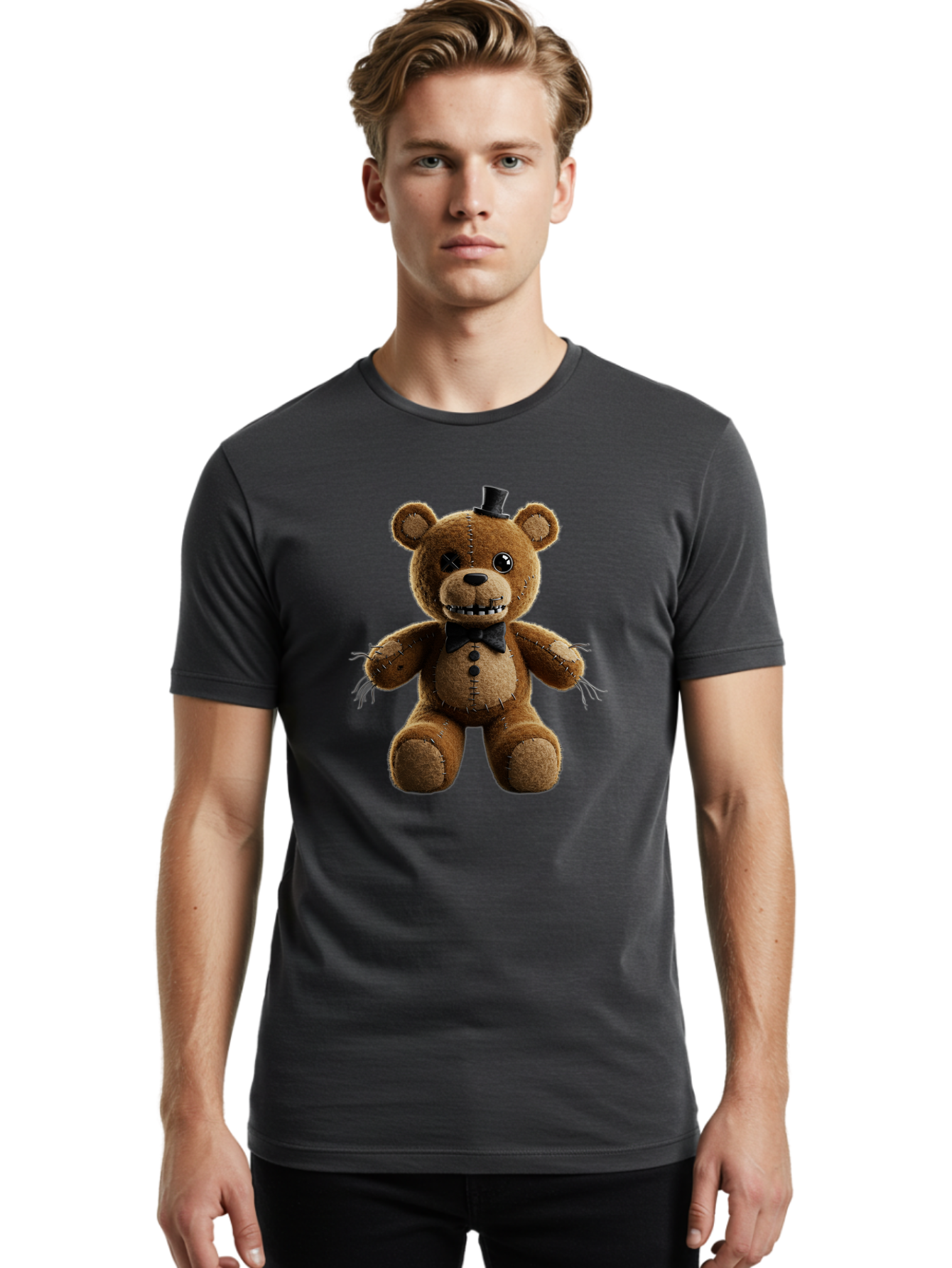 Five-Nights-At-Freddy-S-Teddy-Bear-1 Men'S Graphic Tee, 100% Cotton, Comfortable Casual Summer Wear, Machine Washable, Vintage Camera, Old Camera, Antique Camera, Black Camera, Classic Photography, Photography Equipment, Nostalgic Device, Baf812