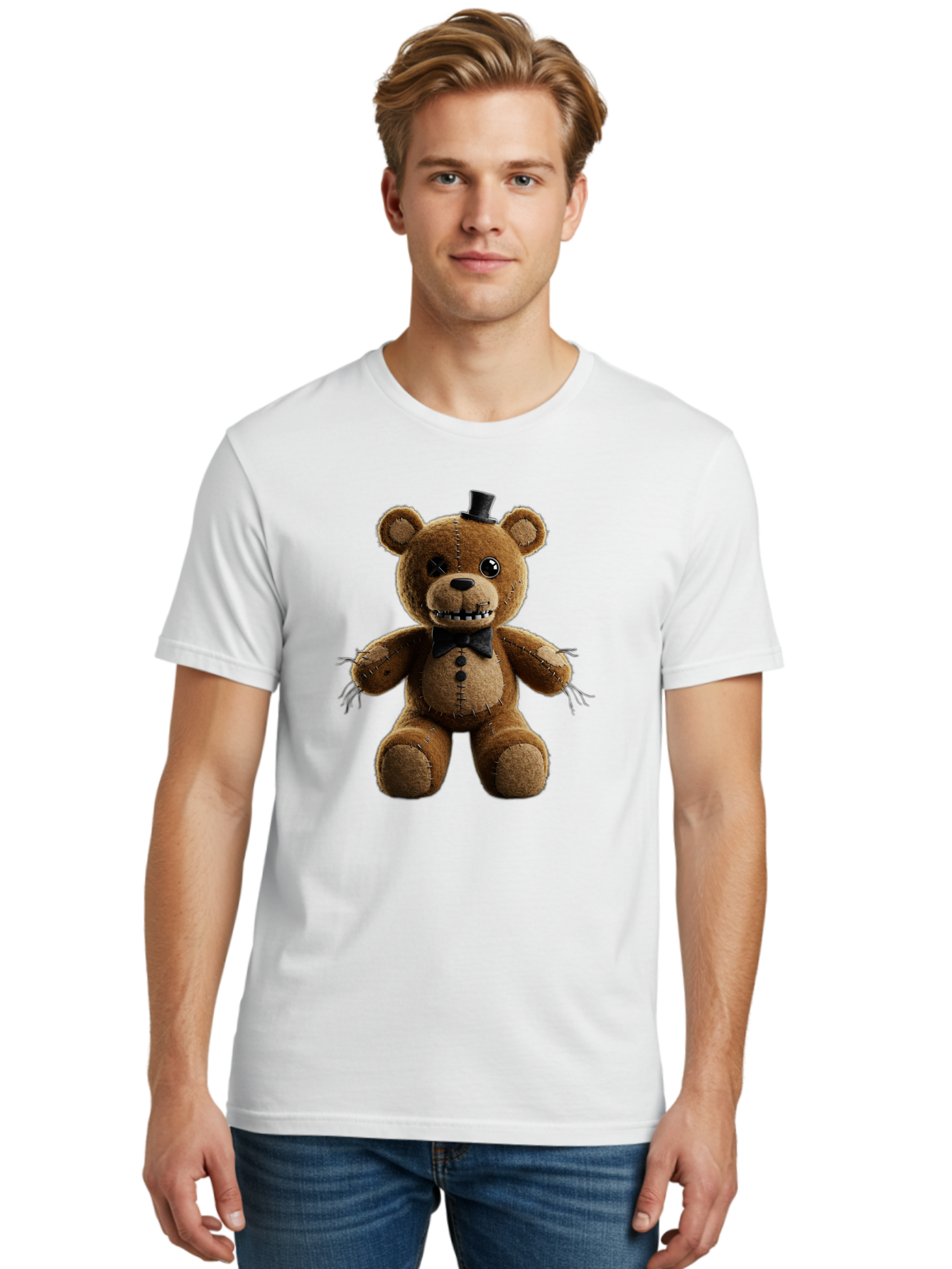 Five-Nights-At-Freddy-S-Teddy-Bear-1 Men'S Graphic Tee, 100% Cotton, Comfortable Casual Summer Wear, Machine Washable, Vintage Camera, Old Camera, Antique Camera, Black Camera, Classic Photography, Photography Equipment, Nostalgic Device, Baf812