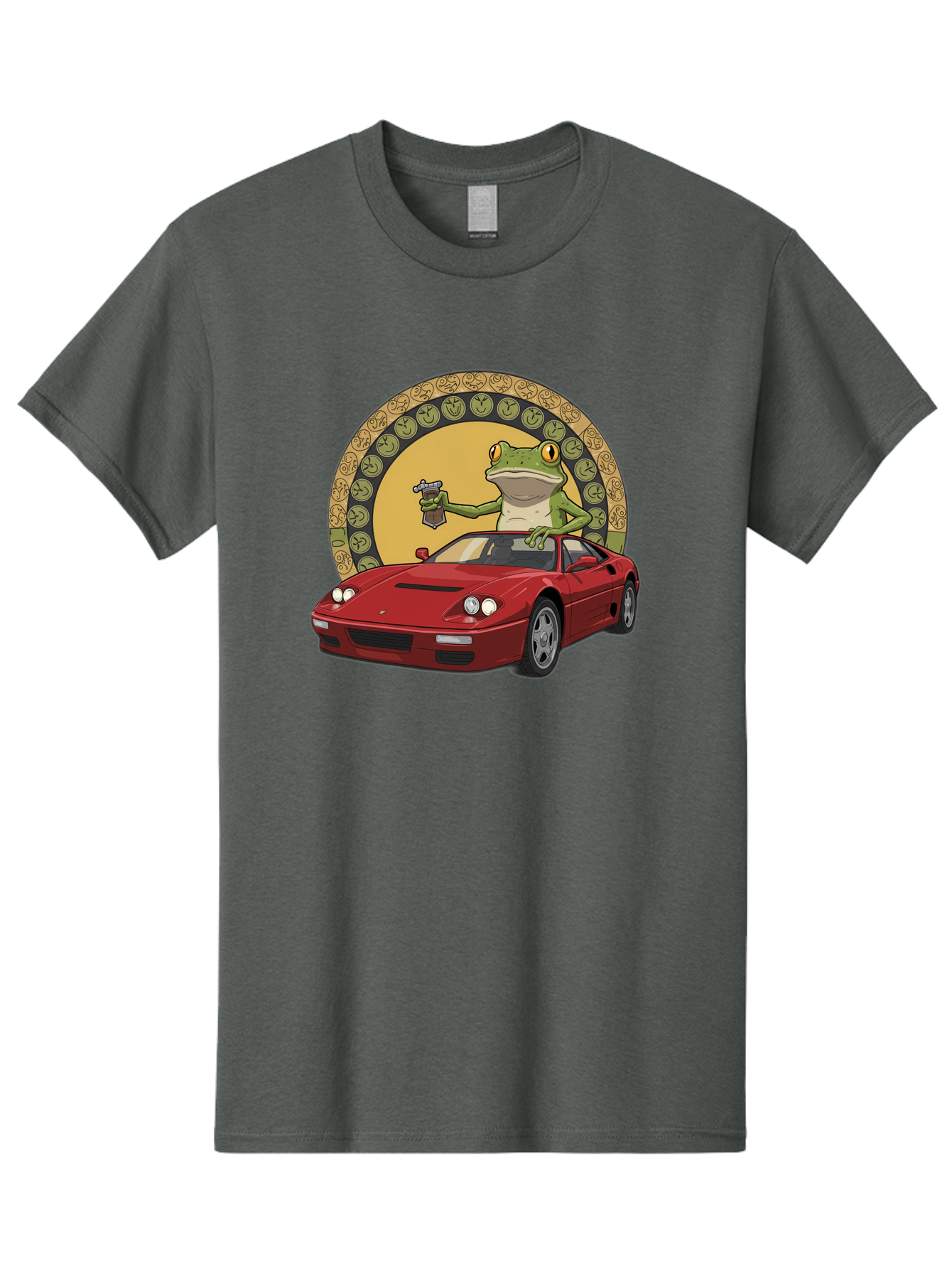 Frog-Driving-Ferrari-1 Men'S Graphic Tee, 100% Cotton, Comfortable Casual Summer Wear, Machine Washable, Vintage Camera, Old Camera, Antique Camera, Black Camera, Classic Photography, Photography Equipment, Nostalgic Device, Film Camera, Baf820