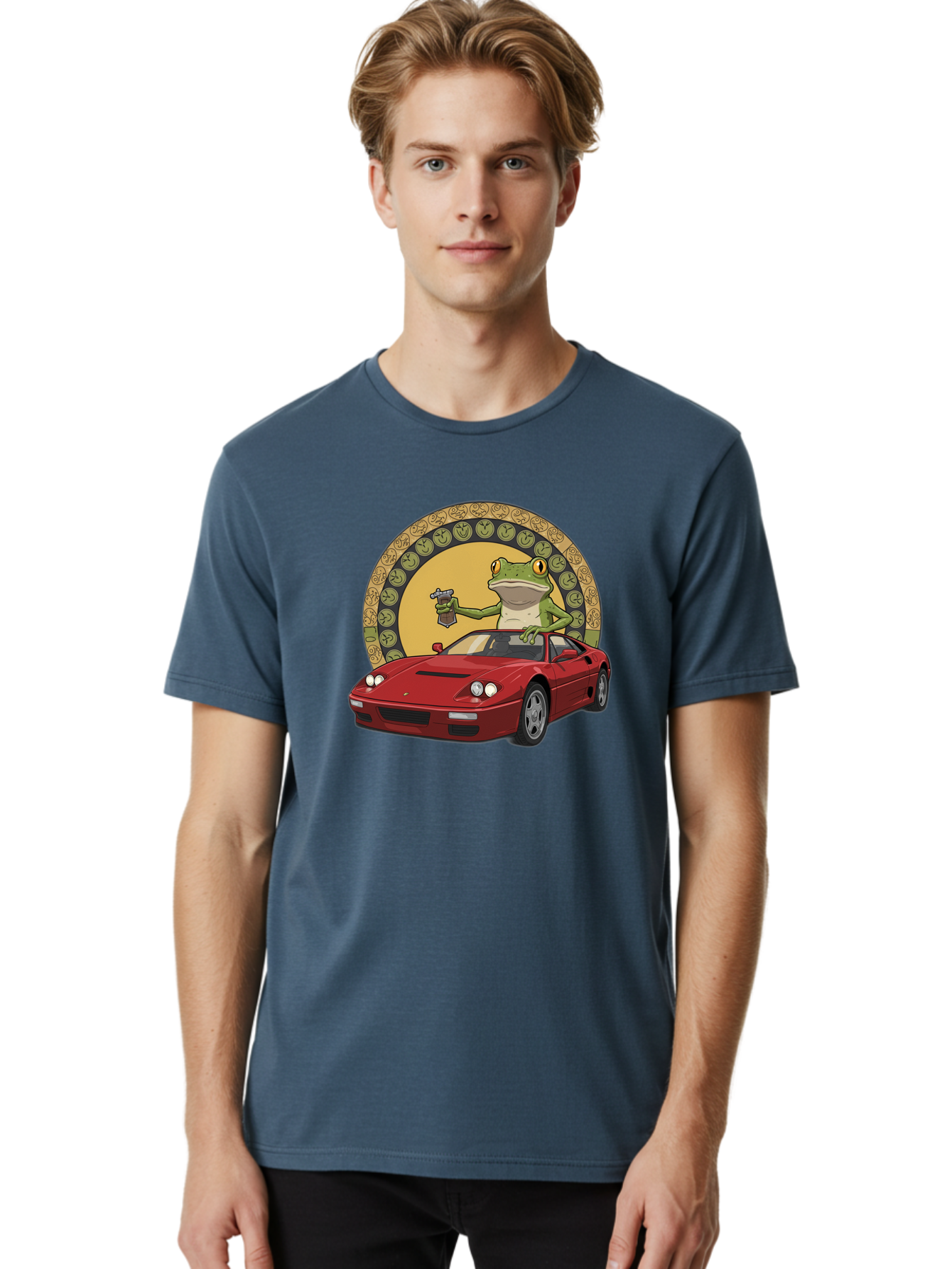 Frog-Driving-Ferrari-1 Men'S Graphic Tee, 100% Cotton, Comfortable Casual Summer Wear, Machine Washable, Vintage Camera, Old Camera, Antique Camera, Black Camera, Classic Photography, Photography Equipment, Nostalgic Device, Film Camera, Baf820