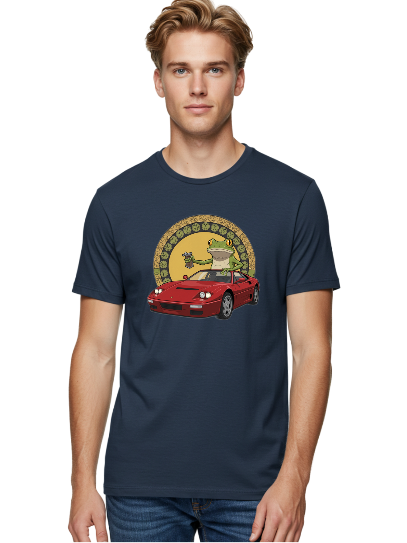 Frog-Driving-Ferrari-1 Men'S Graphic Tee, 100% Cotton, Comfortable Casual Summer Wear, Machine Washable, Vintage Camera, Old Camera, Antique Camera, Black Camera, Classic Photography, Photography Equipment, Nostalgic Device, Film Camera, Baf820