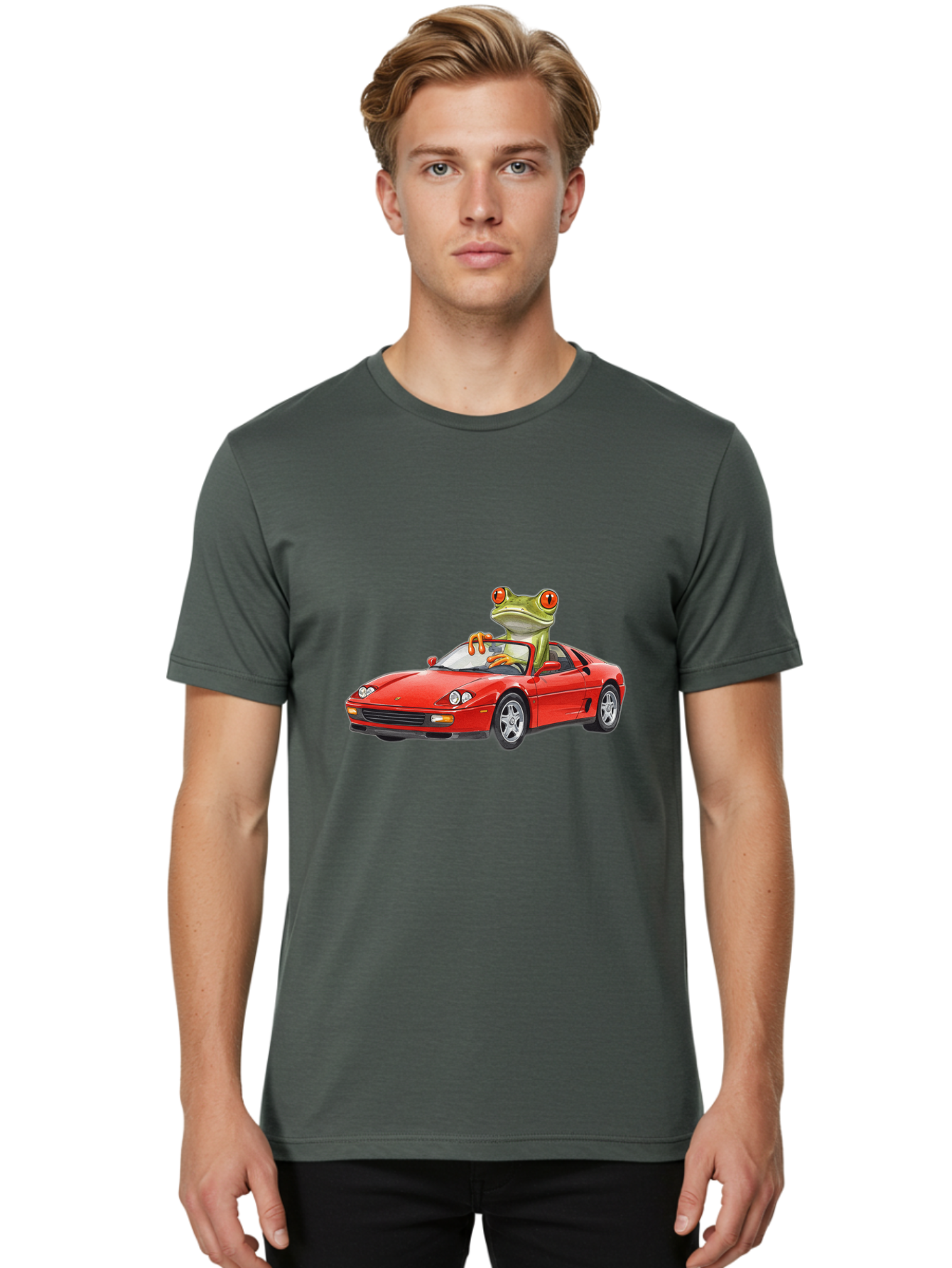 Frog-Driving-Ferrari Men'S Graphic Tee, 100% Cotton, Comfortable Casual Summer Wear, Machine Washable, Vintage Camera, Old Camera, Antique Camera, Black Camera, Classic Photography, Photography Equipment, Nostalgic Device, Film Camera, Baf821