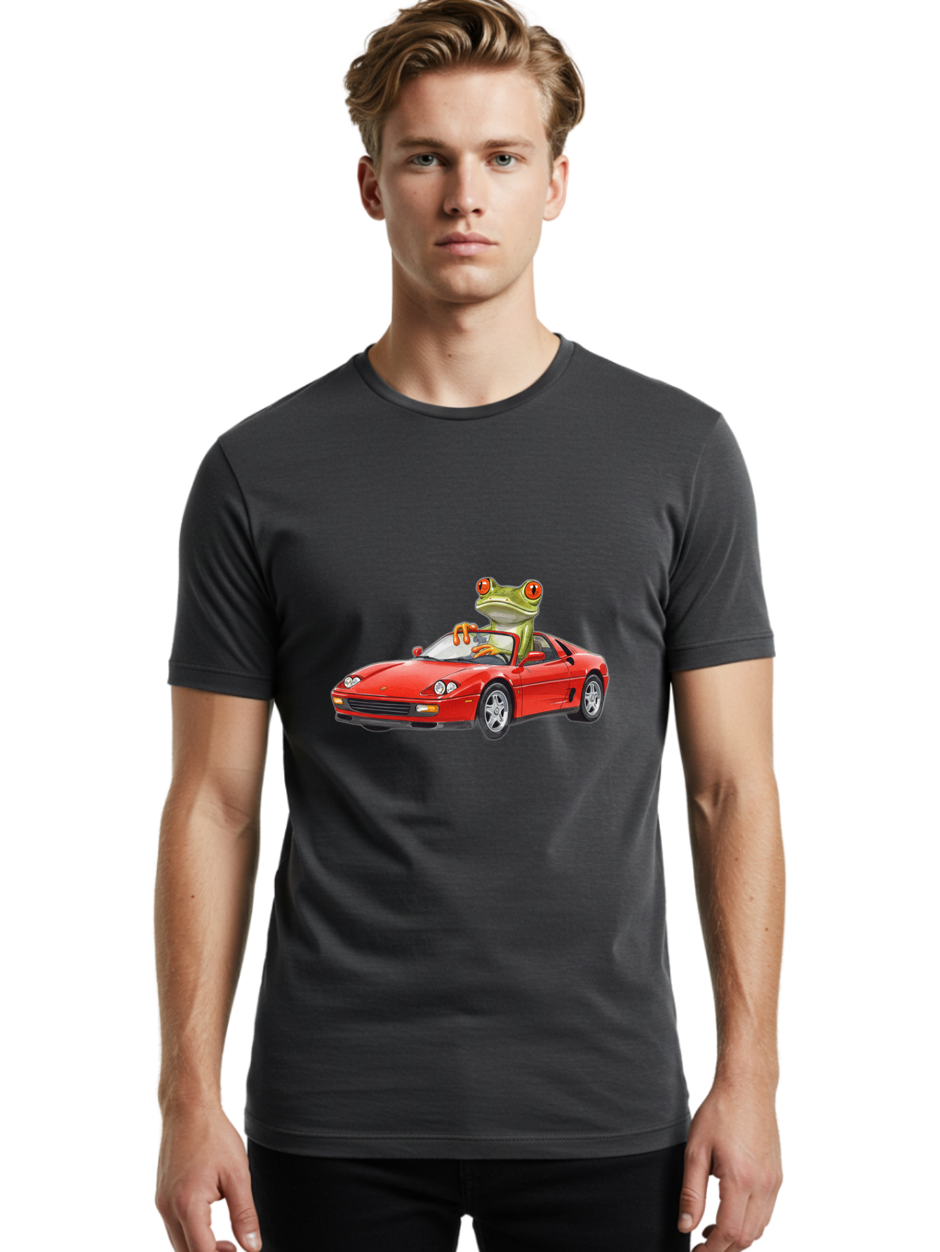 Frog-Driving-Ferrari Men'S Graphic Tee, 100% Cotton, Comfortable Casual Summer Wear, Machine Washable, Vintage Camera, Old Camera, Antique Camera, Black Camera, Classic Photography, Photography Equipment, Nostalgic Device, Film Camera, Baf821