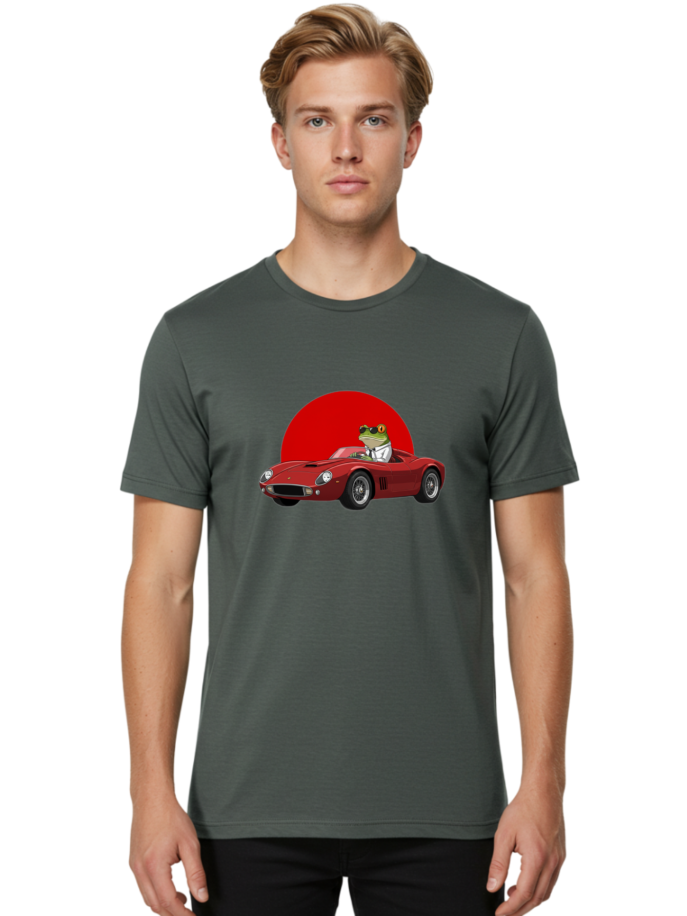 Frog-Driving-Red-Convertible Men'S Graphic Tee, 100% Cotton, Comfortable Casual Summer Wear, Machine Washable, Vintage Camera, Old Camera, Antique Camera, Black Camera, Classic Photography, Photography Equipment, Nostalgic Device, Film Camera, Baf822