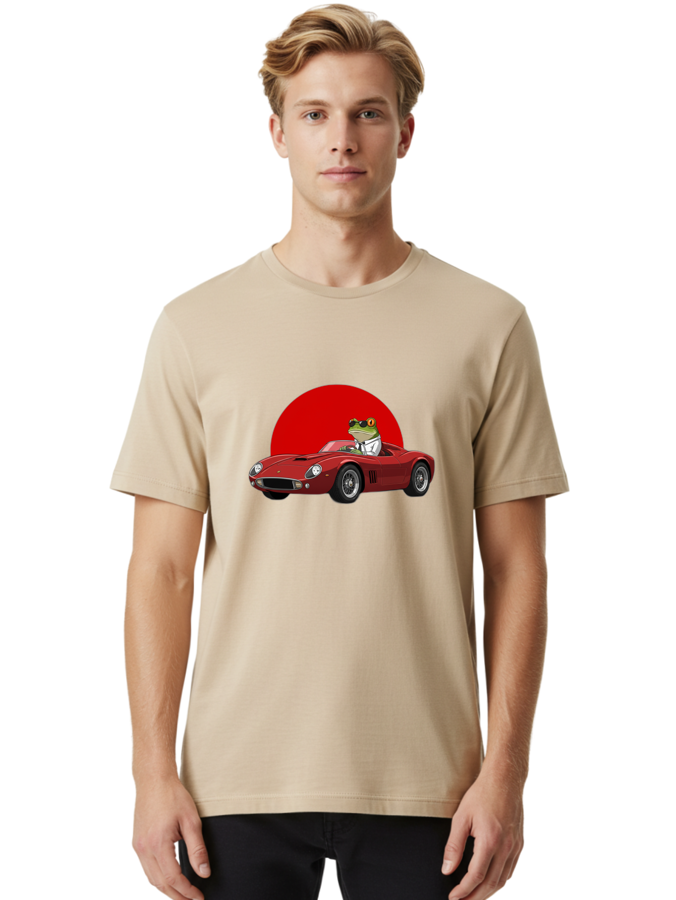 Frog-Driving-Red-Convertible Men'S Graphic Tee, 100% Cotton, Comfortable Casual Summer Wear, Machine Washable, Vintage Camera, Old Camera, Antique Camera, Black Camera, Classic Photography, Photography Equipment, Nostalgic Device, Film Camera, Baf822
