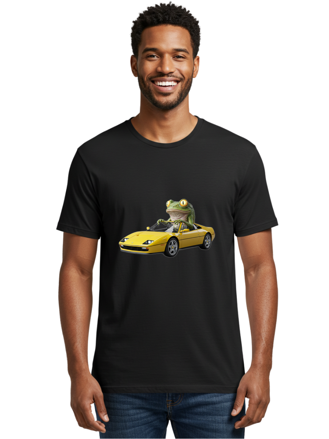 Frog-Driving-Yellow-Ferrari Men'S Graphic Tee, 100% Cotton, Comfortable Casual Summer Wear, Machine Washable, Vintage Camera, Old Camera, Antique Camera, Black Camera, Classic Photography, Photography Equipment, Nostalgic Device, Film Camera, Baf823