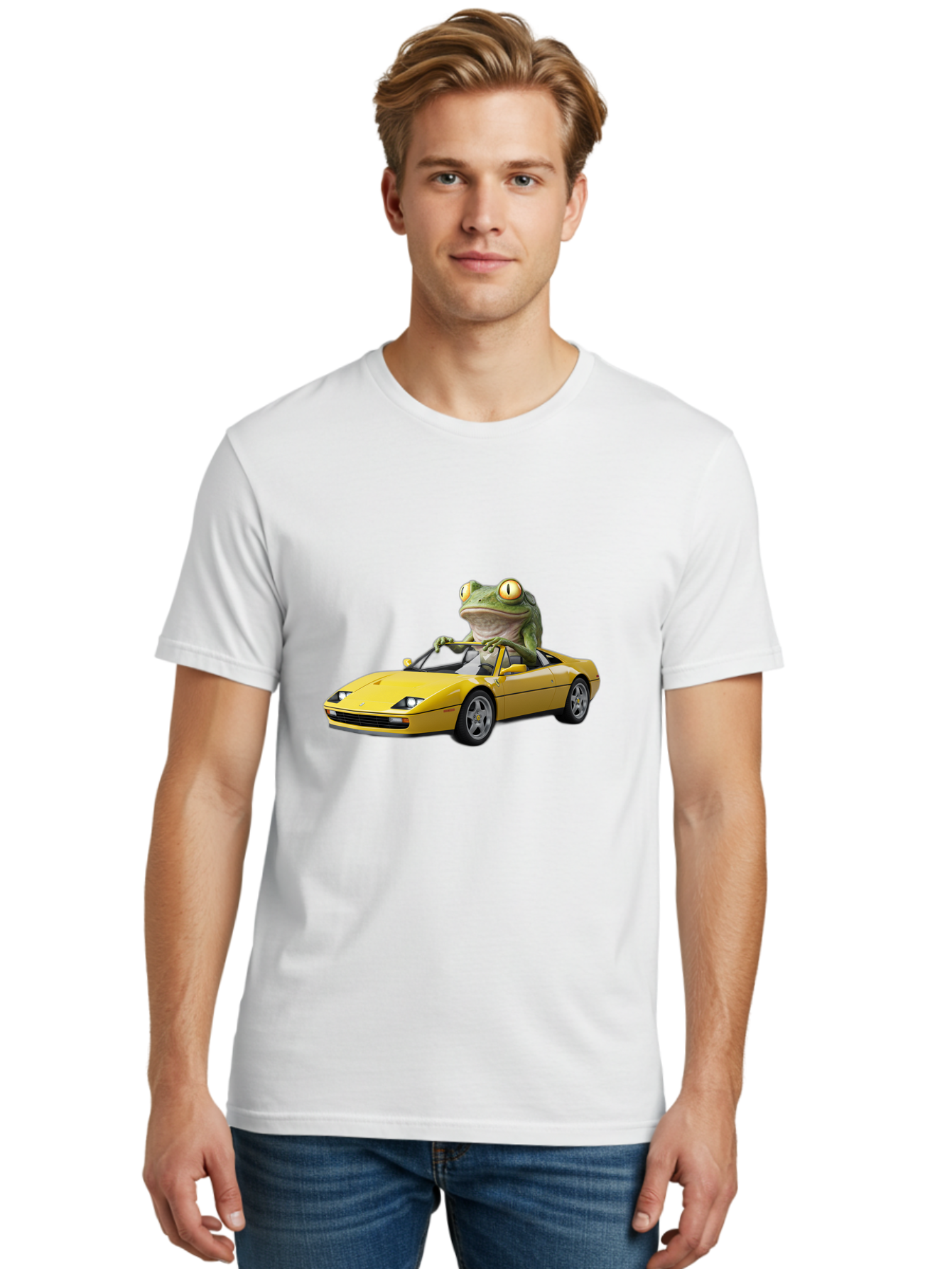 Frog-Driving-Yellow-Ferrari Men'S Graphic Tee, 100% Cotton, Comfortable Casual Summer Wear, Machine Washable, Vintage Camera, Old Camera, Antique Camera, Black Camera, Classic Photography, Photography Equipment, Nostalgic Device, Film Camera, Baf823