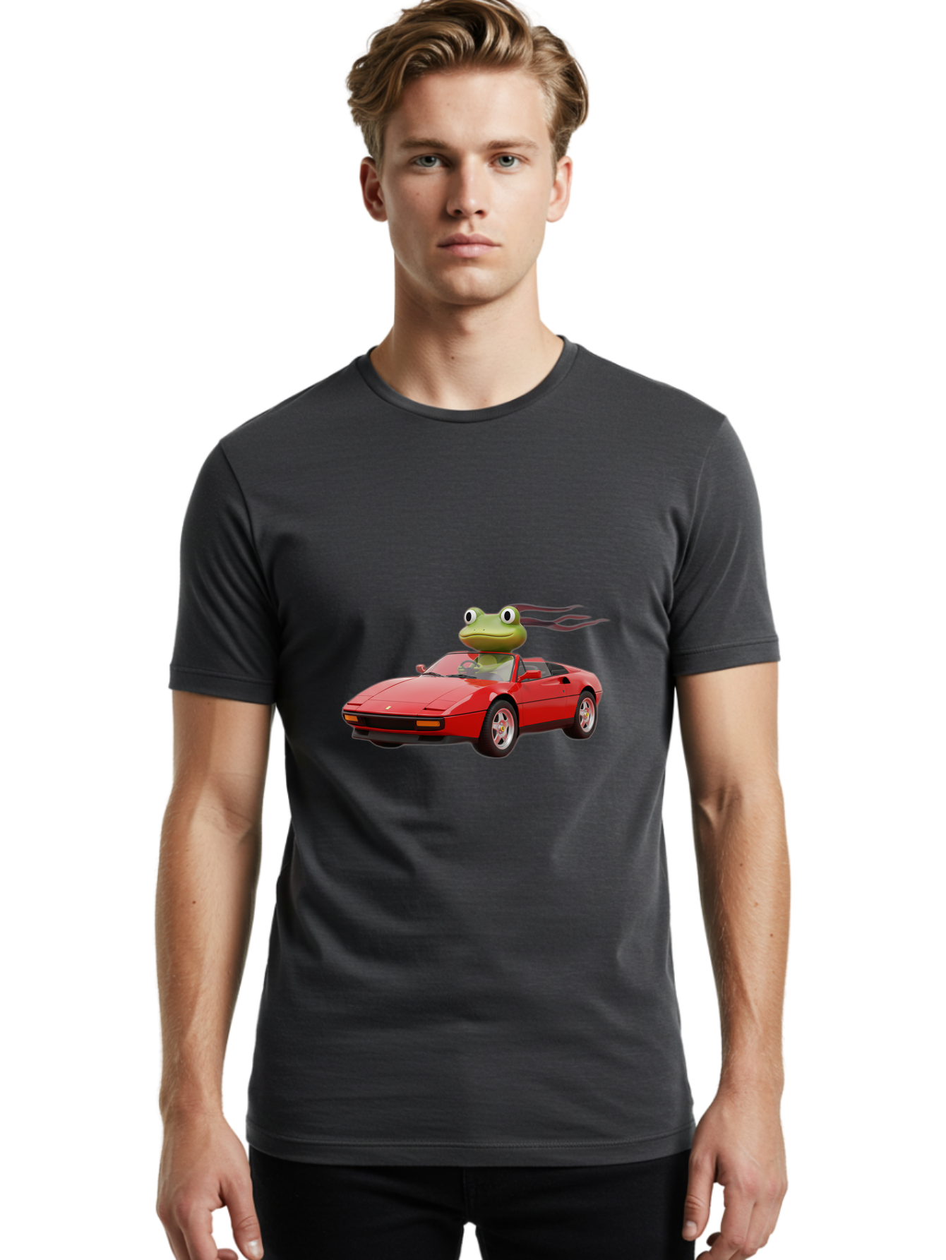 Frog-In-Ferrari-2 Men'S Graphic Tee, 100% Cotton, Comfortable Casual Summer Wear, Machine Washable, Vintage Camera, Old Camera, Antique Camera, Black Camera, Classic Photography, Photography Equipment, Nostalgic Device, Film Camera, Camera Art Baf826