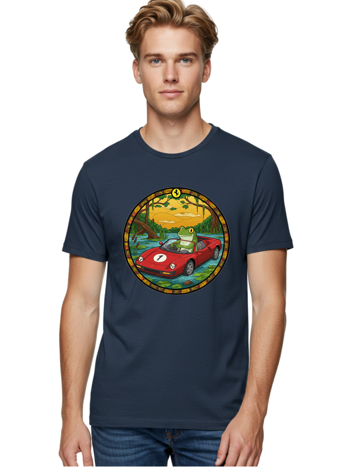 Frog-In-Ferrari-3 Men'S Graphic Tee, 100% Cotton, Comfortable Casual Summer Wear, Machine Washable, Vintage Camera, Old Camera, Antique Camera, Black Camera, Classic Photography, Photography Equipment, Nostalgic Device, Film Camera, Camera Art Baf827