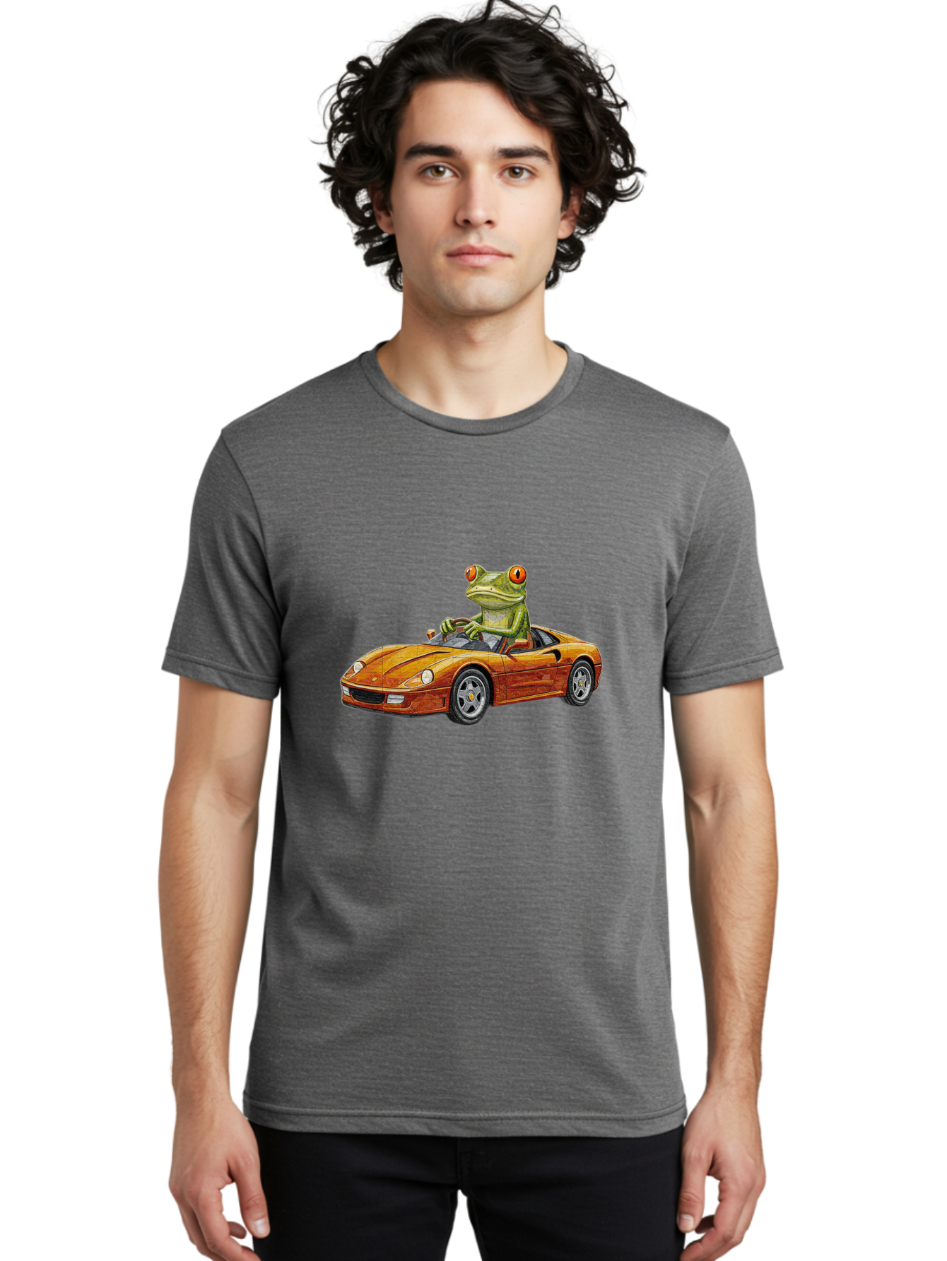 Frog-In-Ferrari-5 Men'S Graphic Tee, 100% Cotton, Comfortable Casual Summer Wear, Machine Washable, Vintage Camera, Old Camera, Antique Camera, Black Camera, Classic Photography, Photography Equipment, Nostalgic Device, Film Camera, Camera Art Baf829