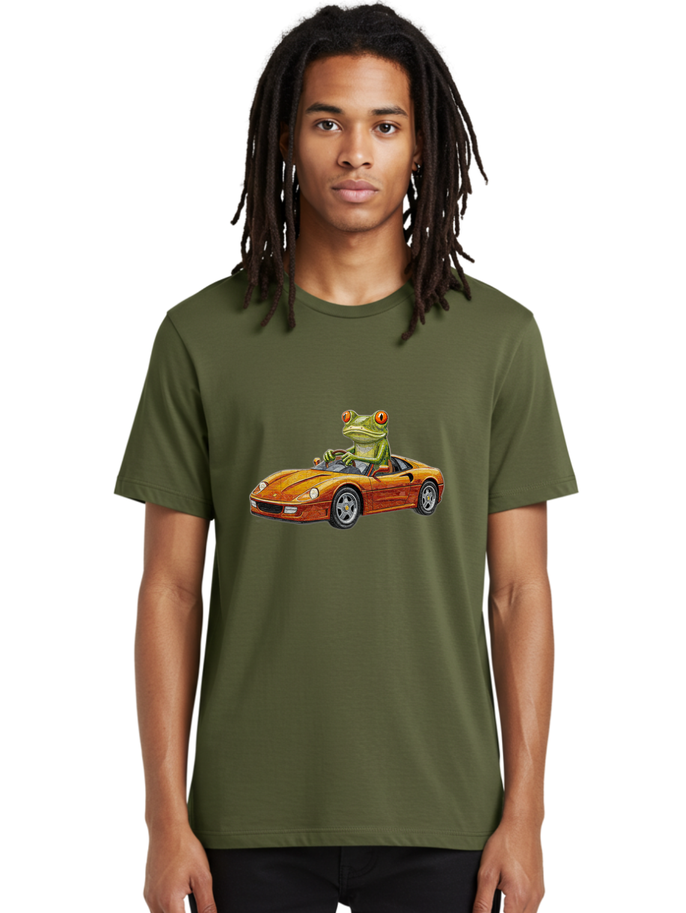 Frog-In-Ferrari-5 Men'S Graphic Tee, 100% Cotton, Comfortable Casual Summer Wear, Machine Washable, Vintage Camera, Old Camera, Antique Camera, Black Camera, Classic Photography, Photography Equipment, Nostalgic Device, Film Camera, Camera Art Baf829