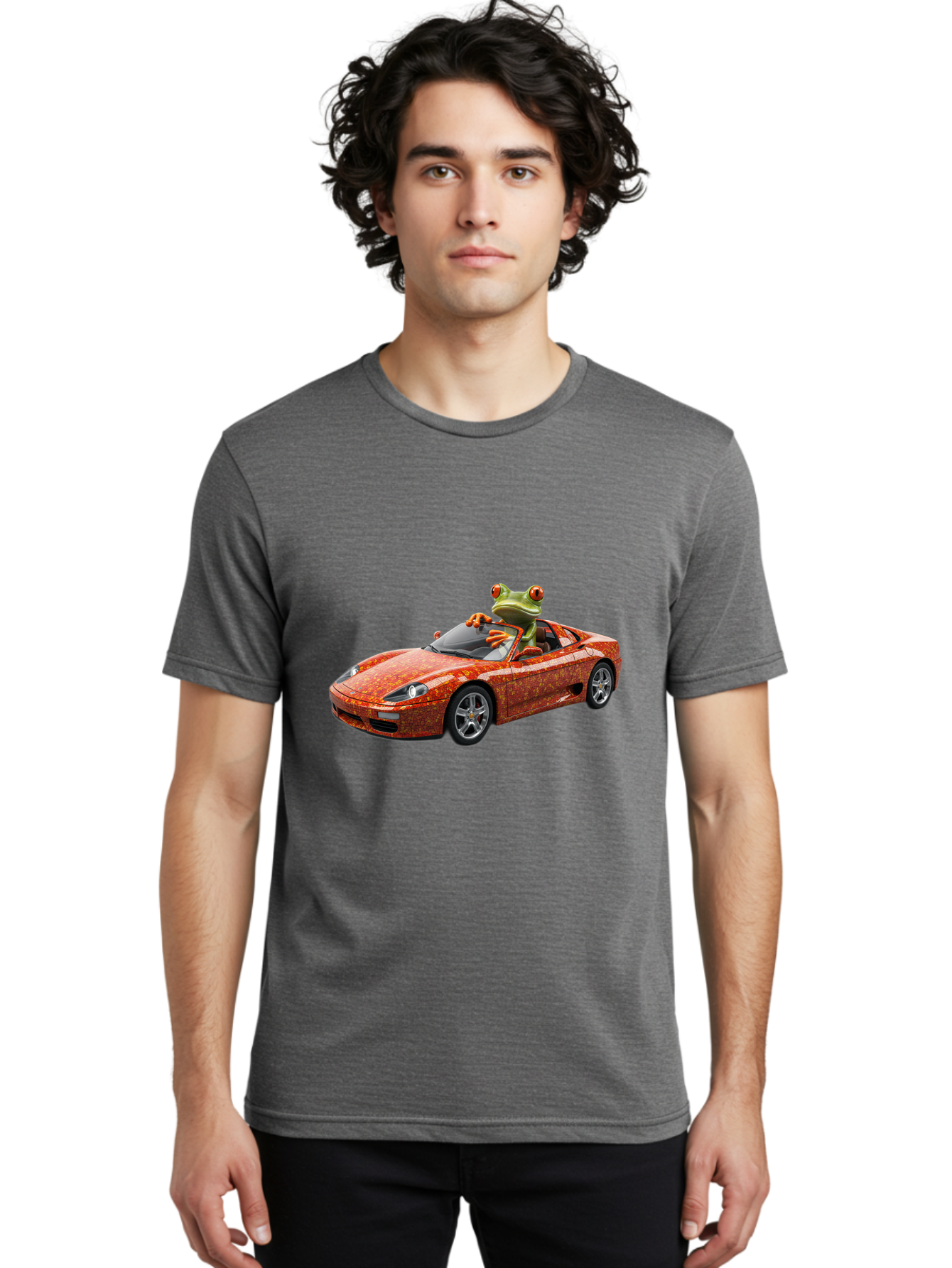 Frog-In-Ferrari-6 Men'S Graphic Tee, 100% Cotton, Comfortable Casual Summer Wear, Machine Washable, Vintage Camera, Old Camera, Antique Camera, Black Camera, Classic Photography, Photography Equipment, Nostalgic Device, Film Camera, Camera Art Baf830