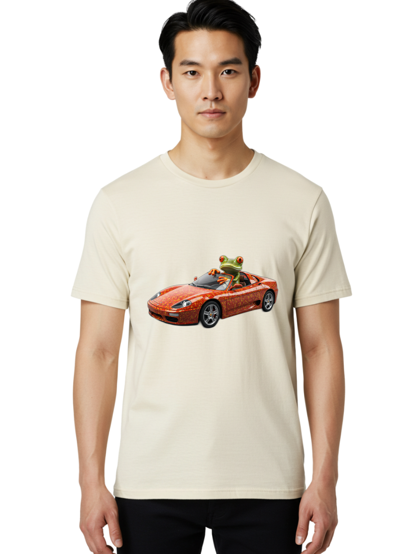 Frog-In-Ferrari-6 Men'S Graphic Tee, 100% Cotton, Comfortable Casual Summer Wear, Machine Washable, Vintage Camera, Old Camera, Antique Camera, Black Camera, Classic Photography, Photography Equipment, Nostalgic Device, Film Camera, Camera Art Baf830
