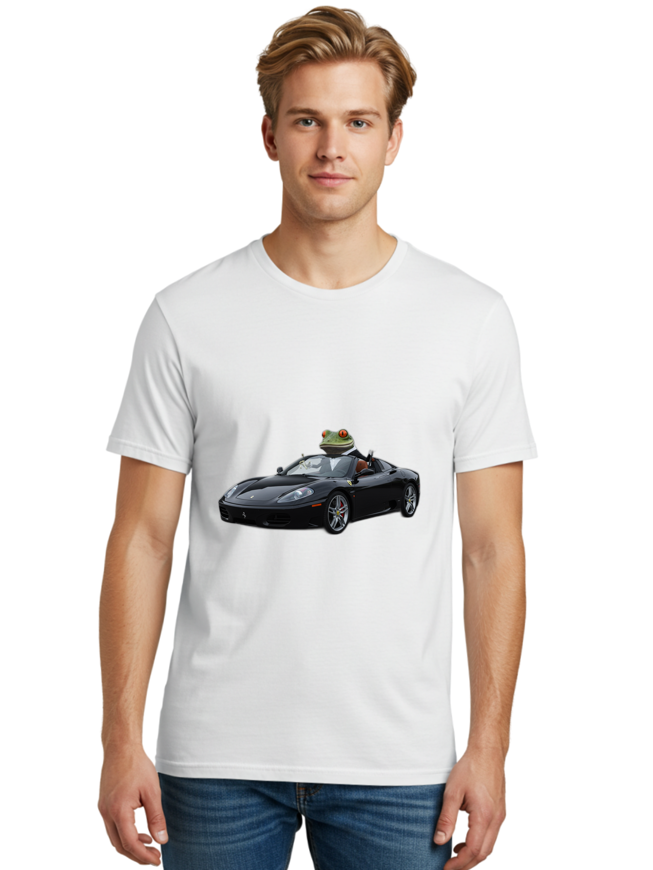 Frog-In-Ferrari-7 Men'S Graphic Tee, 100% Cotton, Comfortable Casual Summer Wear, Machine Washable, Vintage Camera, Old Camera, Antique Camera, Black Camera, Classic Photography, Photography Equipment, Nostalgic Device, Film Camera, Camera Art Baf831
