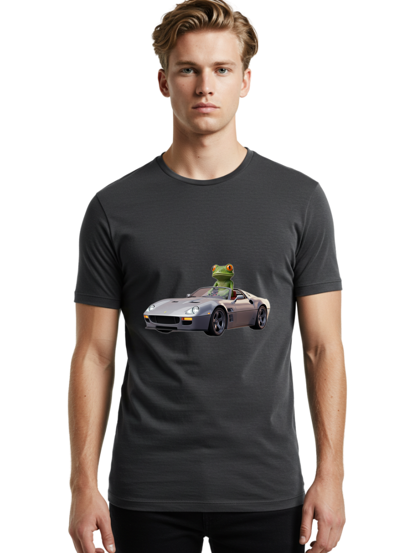 Frog-In-Ferrari-8 Men'S Graphic Tee, 100% Cotton, Comfortable Casual Summer Wear, Machine Washable, Vintage Camera, Old Camera, Antique Camera, Black Camera, Classic Photography, Photography Equipment, Nostalgic Device, Film Camera, Camera Art Baf832