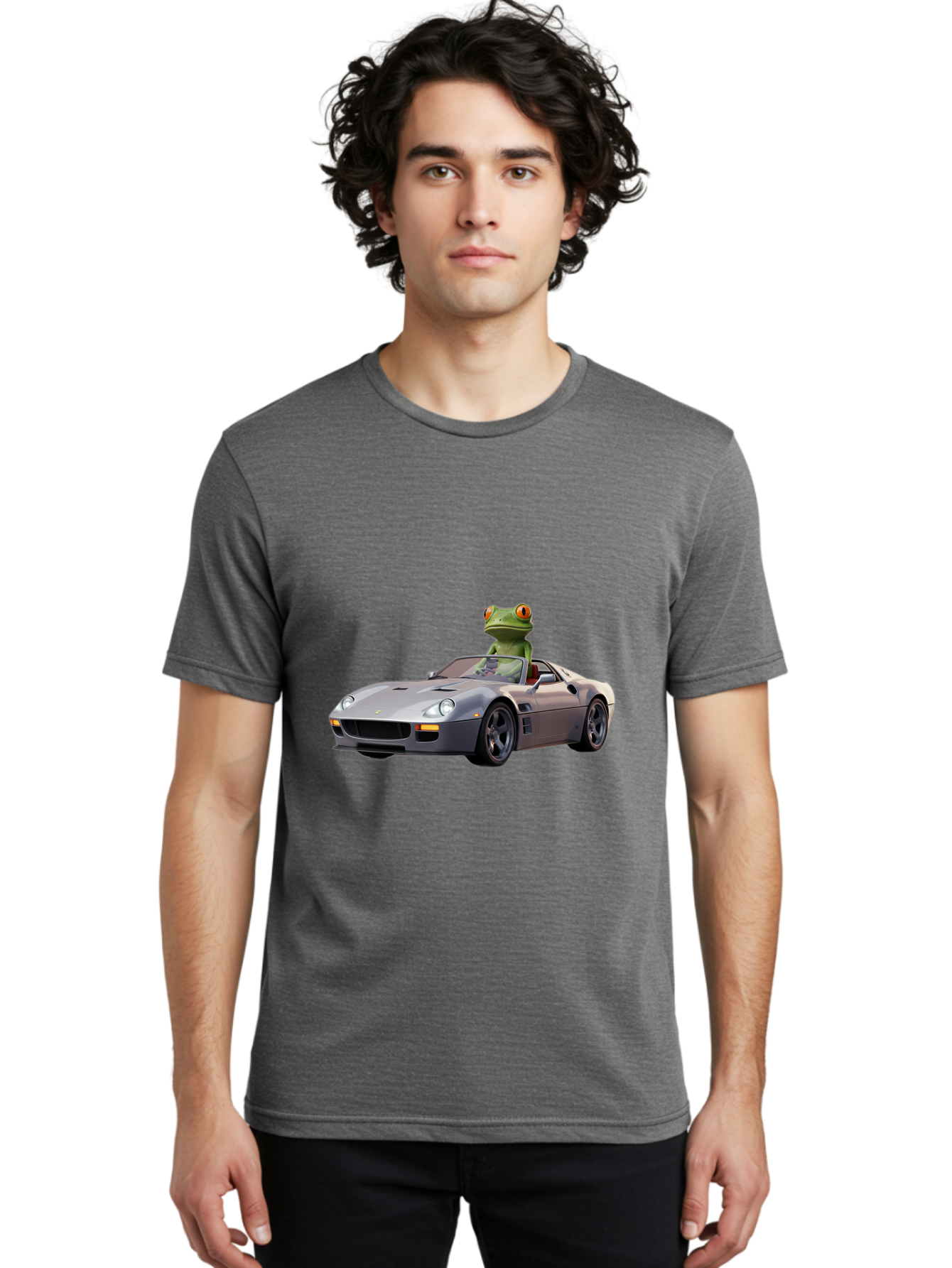 Frog-In-Ferrari-8 Men'S Graphic Tee, 100% Cotton, Comfortable Casual Summer Wear, Machine Washable, Vintage Camera, Old Camera, Antique Camera, Black Camera, Classic Photography, Photography Equipment, Nostalgic Device, Film Camera, Camera Art Baf832