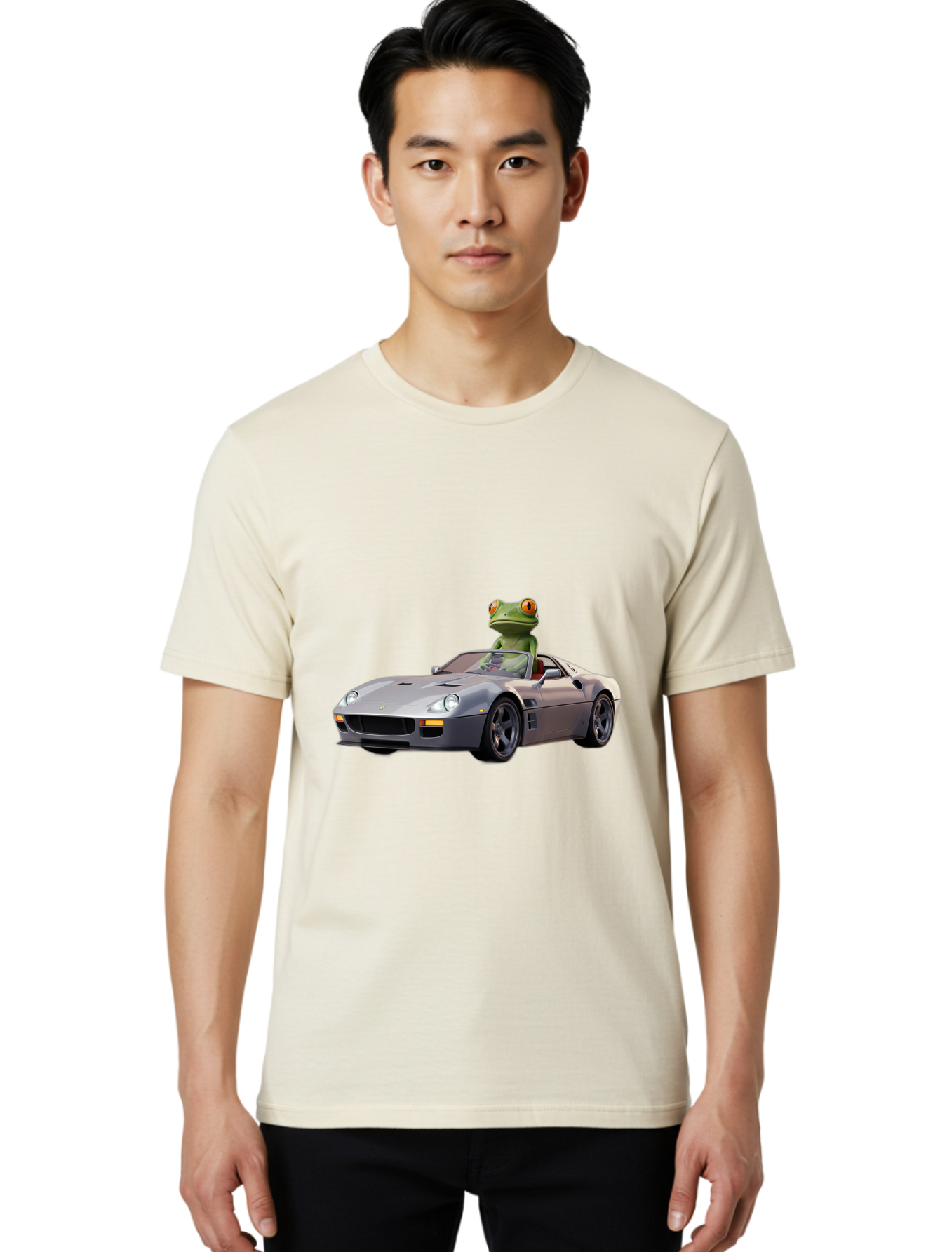 Frog-In-Ferrari-8 Men'S Graphic Tee, 100% Cotton, Comfortable Casual Summer Wear, Machine Washable, Vintage Camera, Old Camera, Antique Camera, Black Camera, Classic Photography, Photography Equipment, Nostalgic Device, Film Camera, Camera Art Baf832