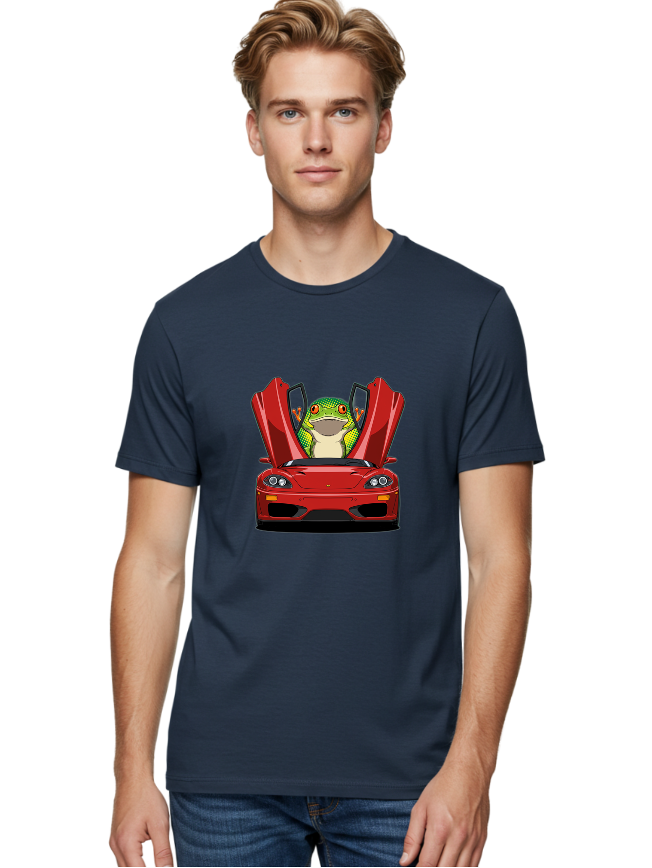 Frog-In-Red-Sports-Car-1 Men'S Graphic Tee, 100% Cotton, Comfortable Casual Summer Wear, Machine Washable, Vintage Camera, Old Camera, Antique Camera, Black Camera, Classic Photography, Photography Equipment, Nostalgic Device, Film Camera, Baf836