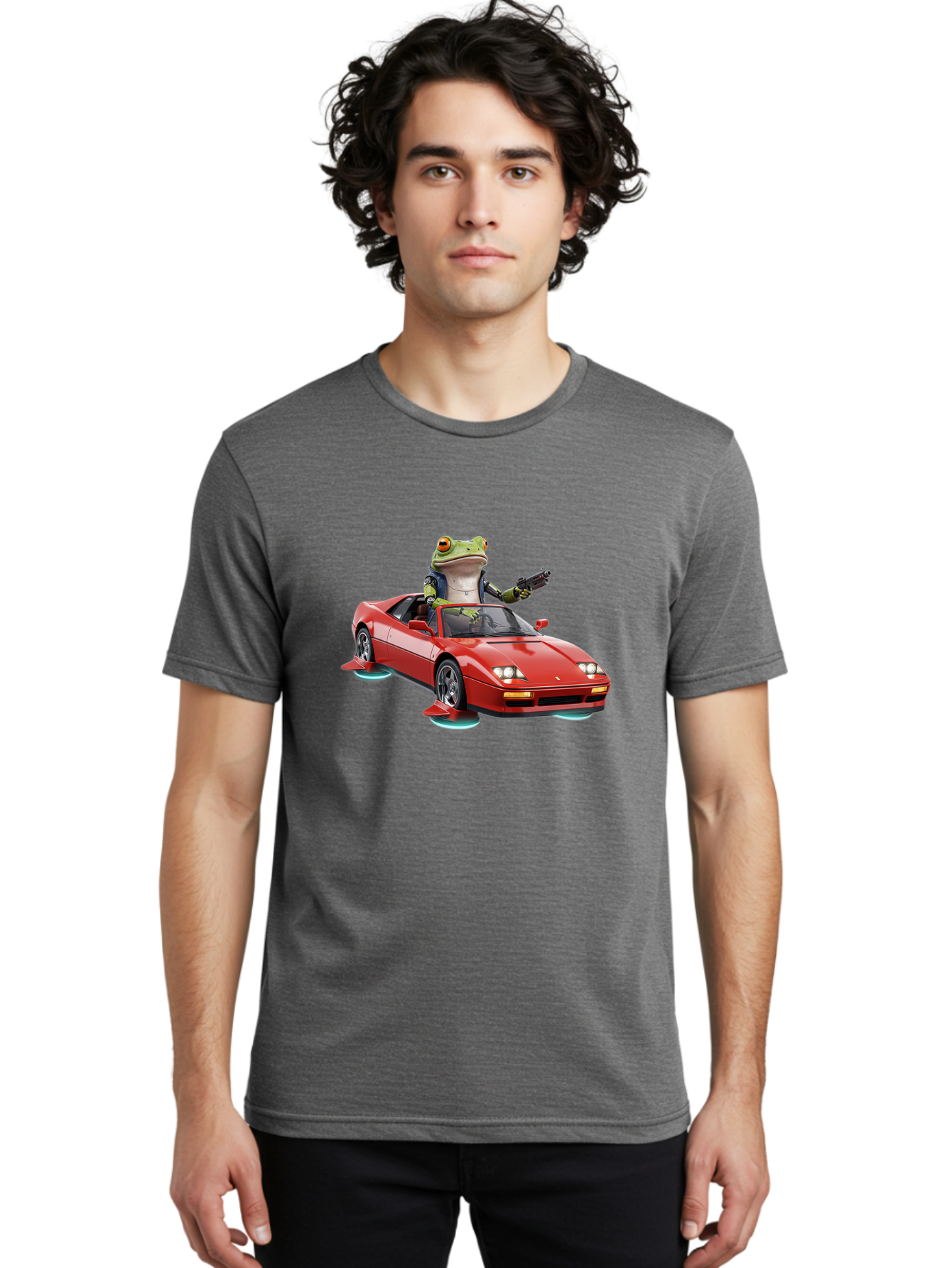 Frog-With-Gun-In-Ferrari Men'S Graphic Tee, 100% Cotton, Comfortable Casual Summer Wear, Machine Washable, Vintage Camera, Old Camera, Antique Camera, Black Camera, Classic Photography, Photography Equipment, Nostalgic Device, Film Camera, Baf847