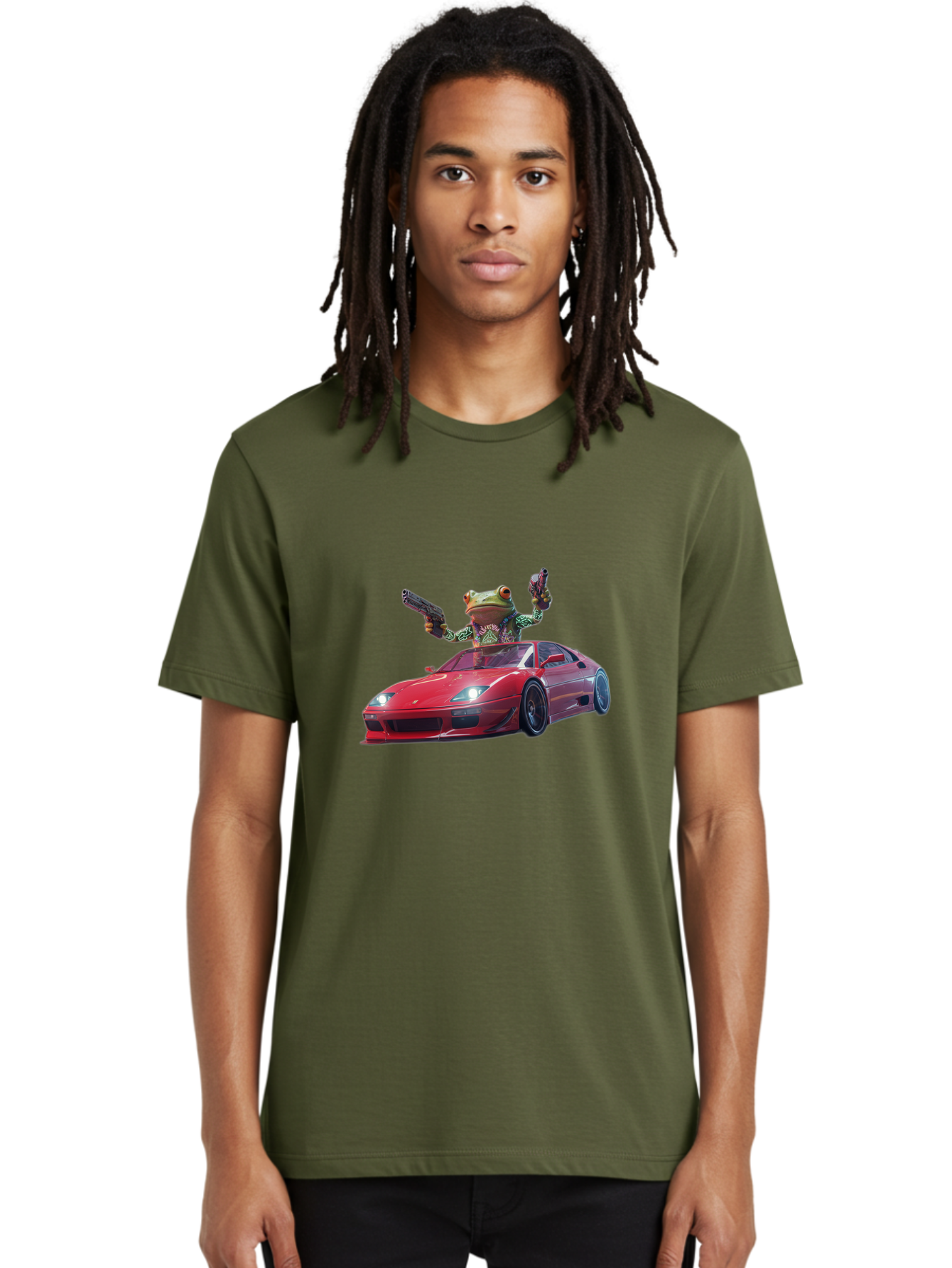 Frog-With-Guns-On-Ferrari Men'S Graphic Tee, 100% Cotton, Comfortable Casual Summer Wear, Machine Washable, Vintage Camera, Old Camera, Antique Camera, Black Camera, Classic Photography, Photography Equipment, Nostalgic Device, Film Camera, Baf848