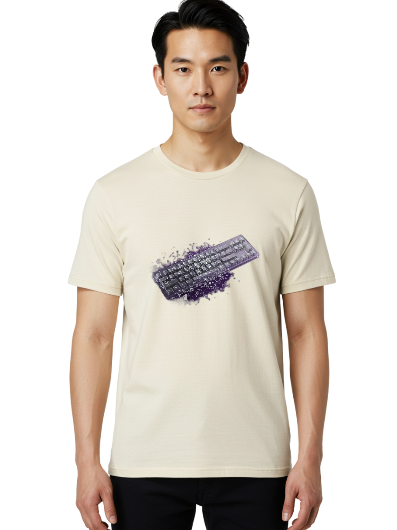 Keyboard-Disintegrating Men'S Graphic Tee, 100% Cotton, Comfortable Casual Summer Wear, Machine Washable, Vintage Camera, Old Camera, Antique Camera, Black Camera, Classic Photography, Photography Equipment, Nostalgic Device, Film Camera, Baf862