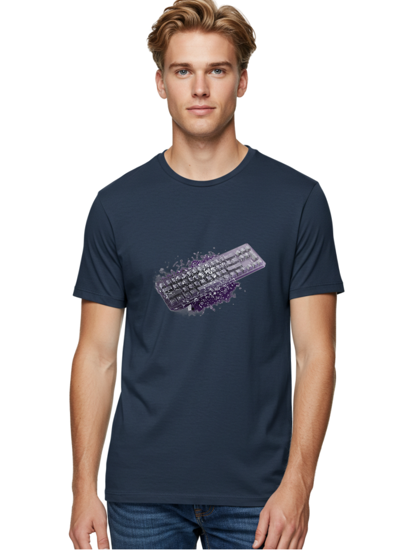 Keyboard-Disintegrating Men'S Graphic Tee, 100% Cotton, Comfortable Casual Summer Wear, Machine Washable, Vintage Camera, Old Camera, Antique Camera, Black Camera, Classic Photography, Photography Equipment, Nostalgic Device, Film Camera, Baf862