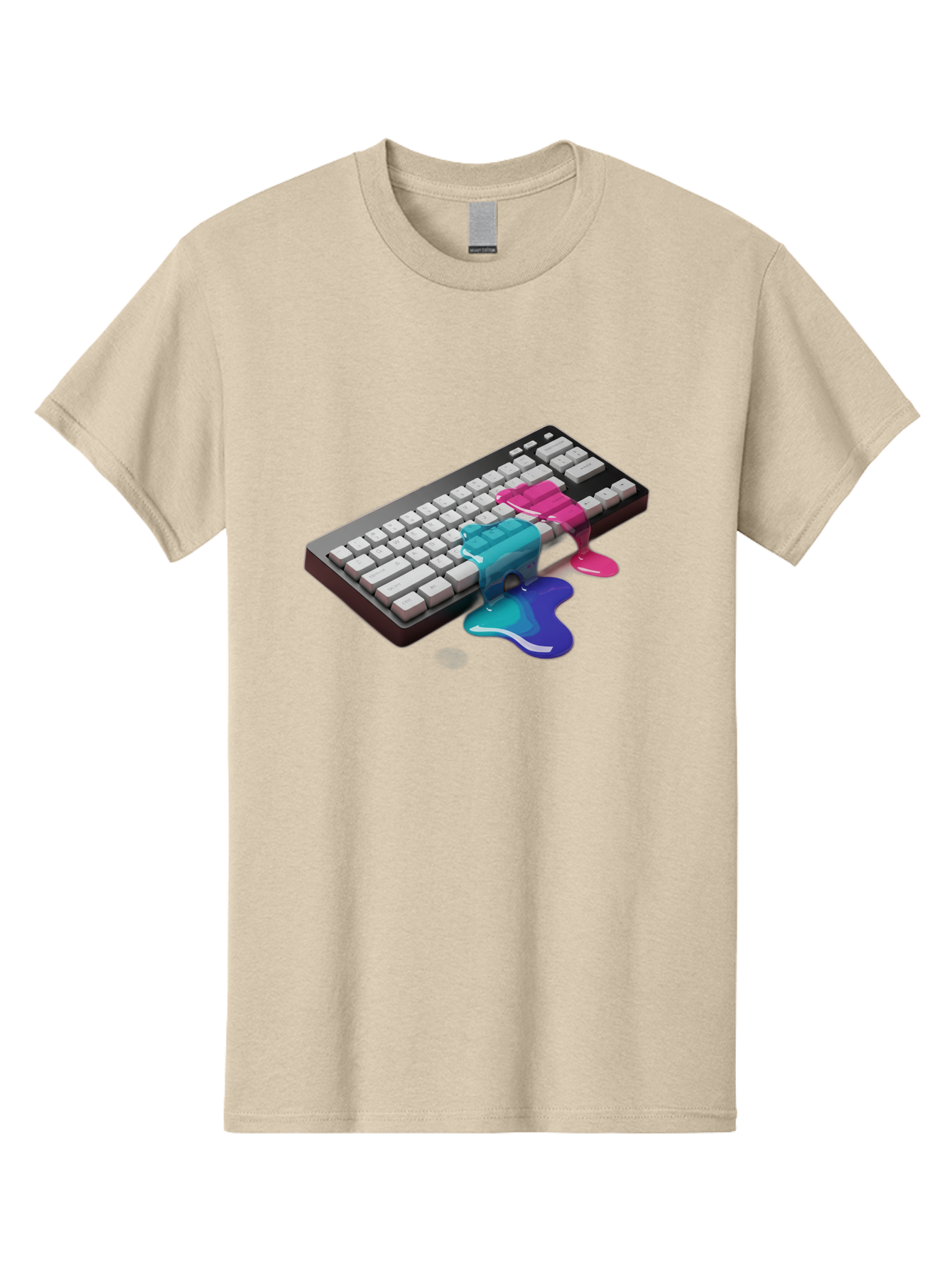 Keyboard-With-Paint-Dripping Men'S Graphic Tee, 100% Cotton, Comfortable Casual Summer Wear, Machine Washable, Vintage Camera, Old Camera, Antique Camera, Black Camera, Classic Photography, Photography Equipment, Nostalgic Device, Film Camera, Baf866