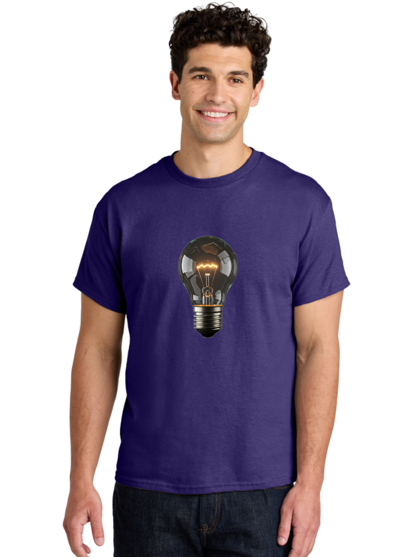 Light-Bulb-1 Men'S Graphic Tee, 100% Cotton, Comfortable Casual Summer Wear, Machine Washable, Vintage Camera, Old Camera, Antique Camera, Black Camera, Classic Photography, Photography Equipment, Nostalgic Device, Film Camera, Camera Art Baf872