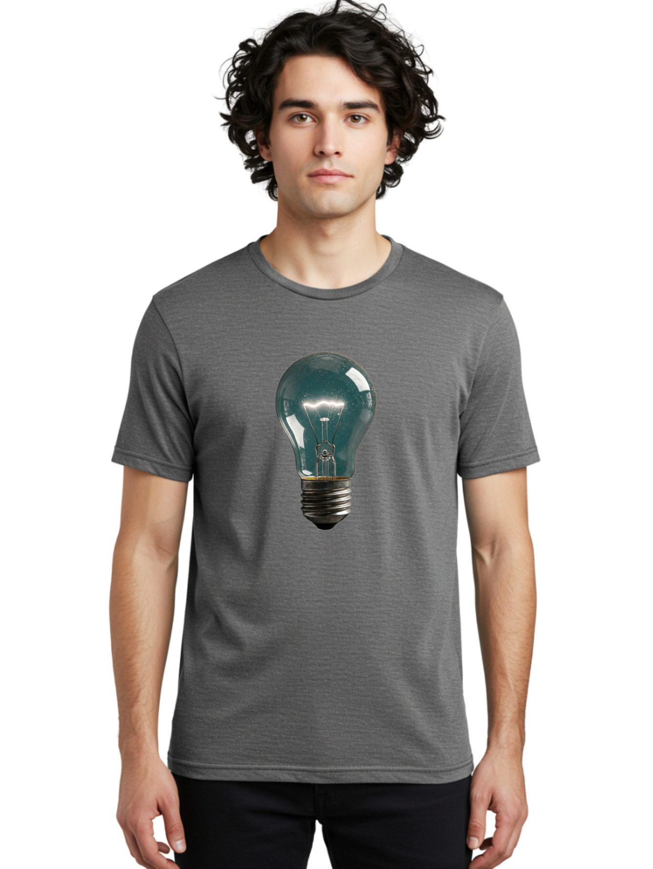 Light-Bulb-12 Men'S Graphic Tee, 100% Cotton, Comfortable Casual Summer Wear, Machine Washable, Vintage Camera, Old Camera, Antique Camera, Black Camera, Classic Photography, Photography Equipment, Nostalgic Device, Film Camera, Camera Art Baf875