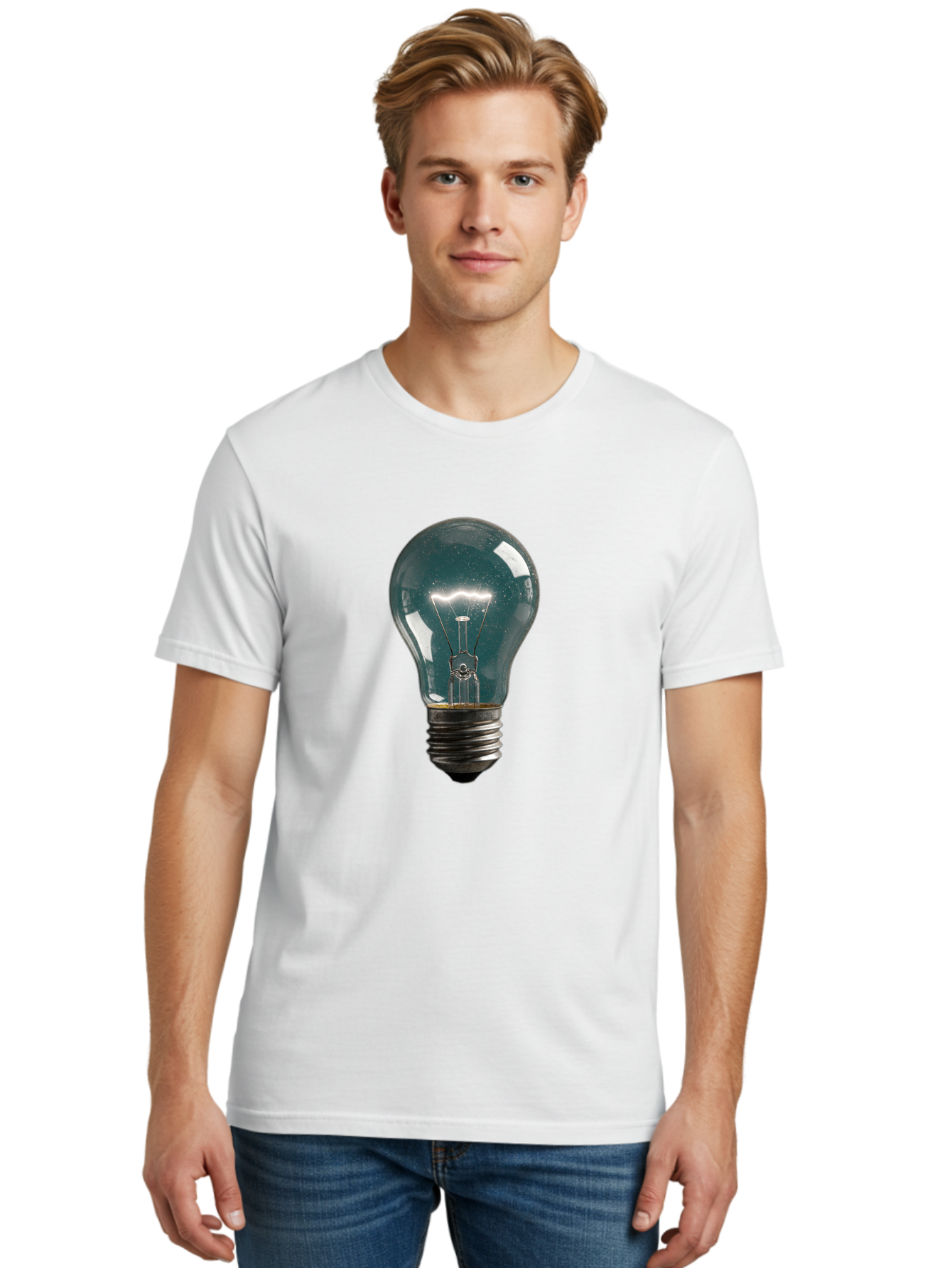 Light-Bulb-12 Men'S Graphic Tee, 100% Cotton, Comfortable Casual Summer Wear, Machine Washable, Vintage Camera, Old Camera, Antique Camera, Black Camera, Classic Photography, Photography Equipment, Nostalgic Device, Film Camera, Camera Art Baf875
