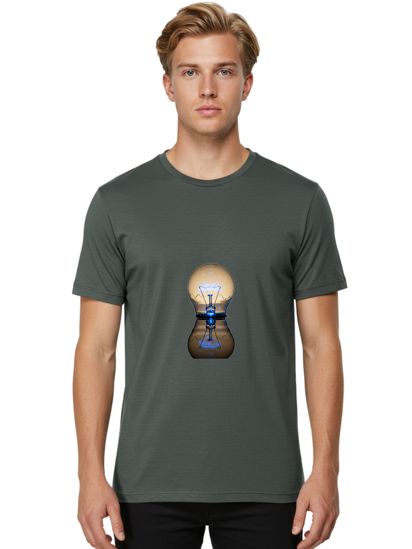 Light-Bulb-7 Men'S Graphic Tee, 100% Cotton, Comfortable Casual Summer Wear, Machine Washable, Vintage Camera, Old Camera, Antique Camera, Black Camera, Classic Photography, Photography Equipment, Nostalgic Device, Film Camera, Camera Art Baf884