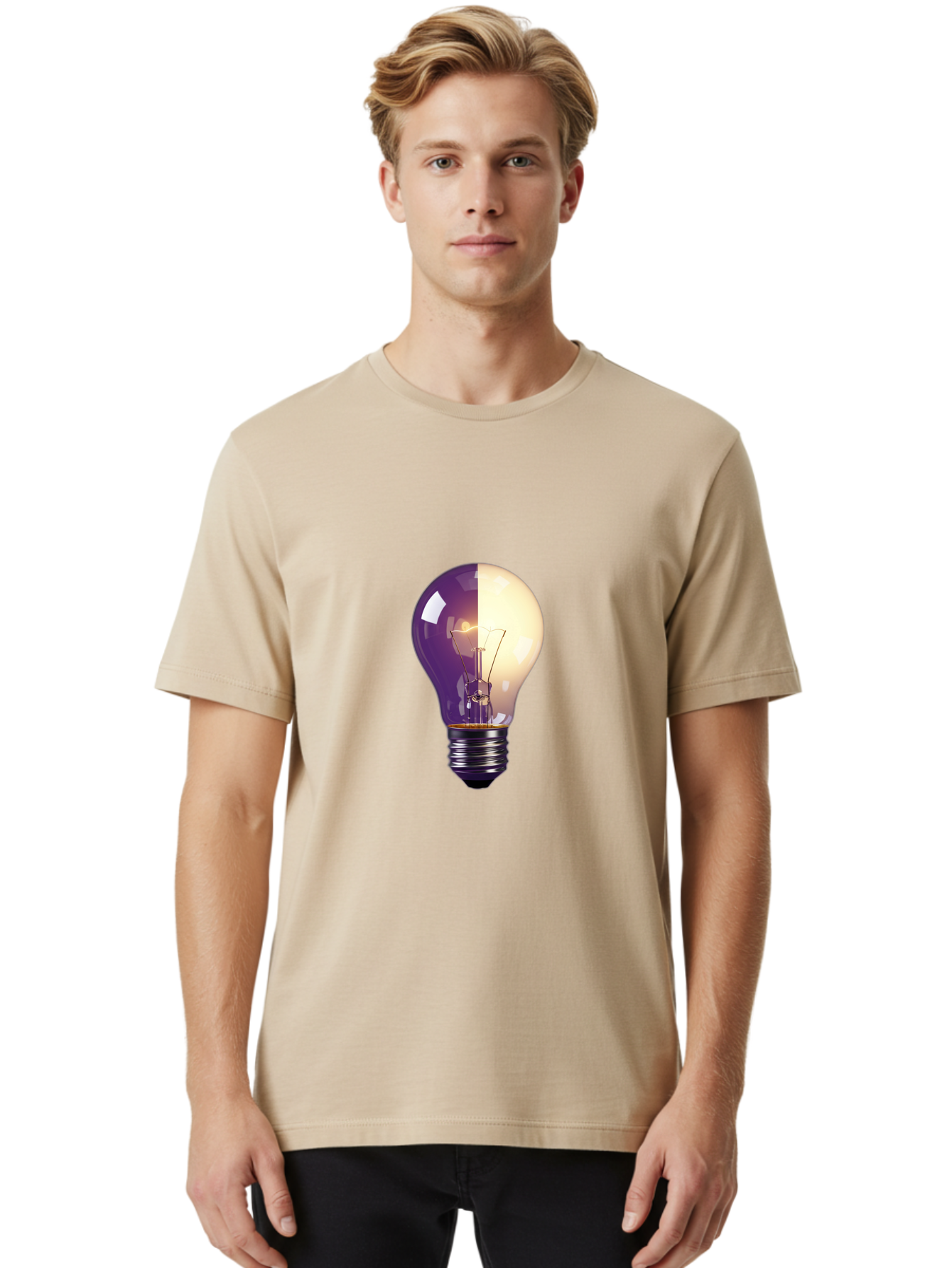 Light-Bulb-On-Off Men'S Graphic Tee, 100% Cotton, Comfortable Casual Summer Wear, Machine Washable, Vintage Camera, Old Camera, Antique Camera, Black Camera, Classic Photography, Photography Equipment, Nostalgic Device, Film Camera, Camera Art Baf888