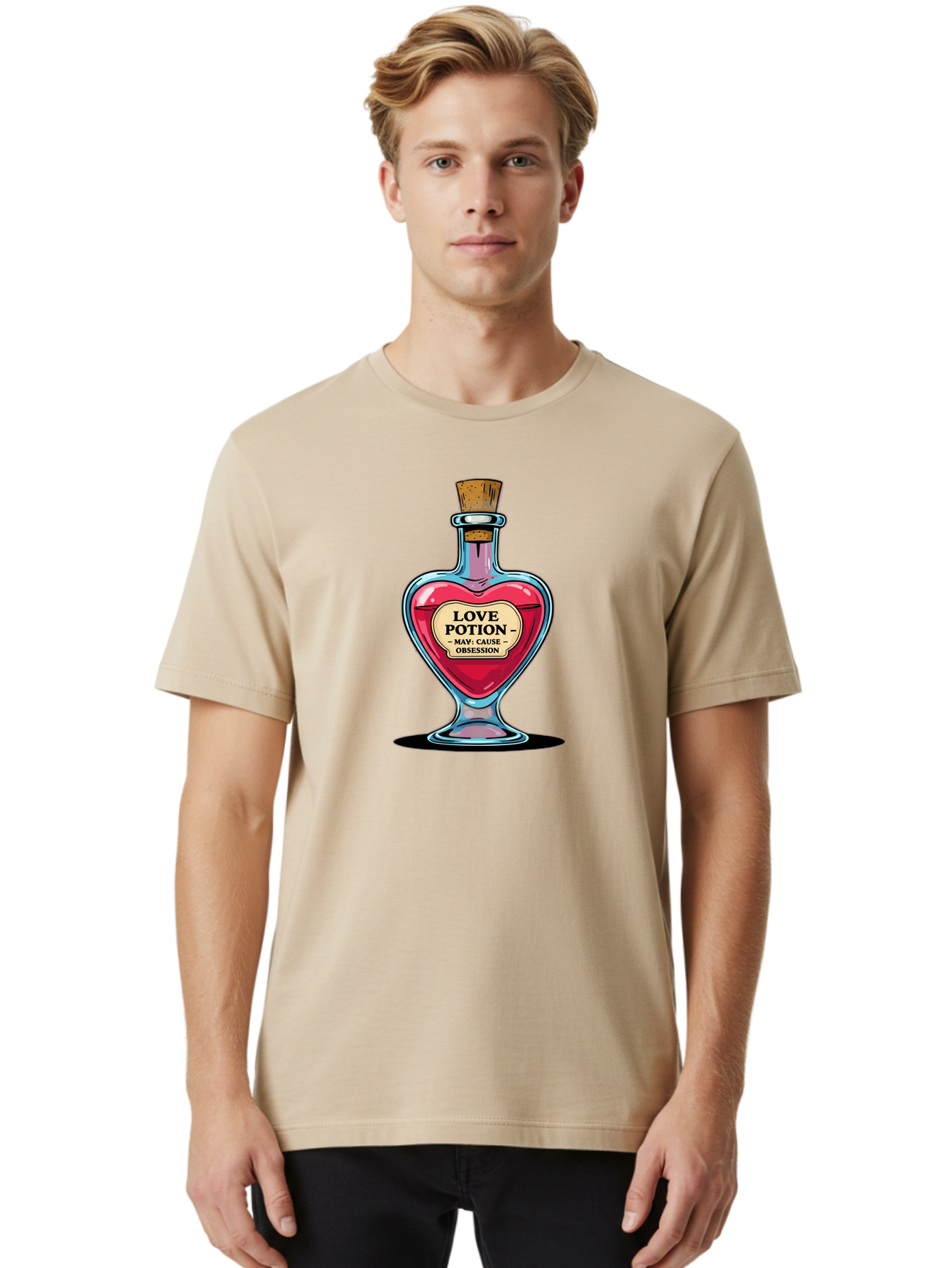 Love-Potion-Bottle Men'S Graphic Tee, 100% Cotton, Comfortable Casual Summer Wear, Machine Washable, Vintage Camera, Old Camera, Antique Camera, Black Camera, Classic Photography, Photography Equipment, Nostalgic Device, Film Camera, Baf903