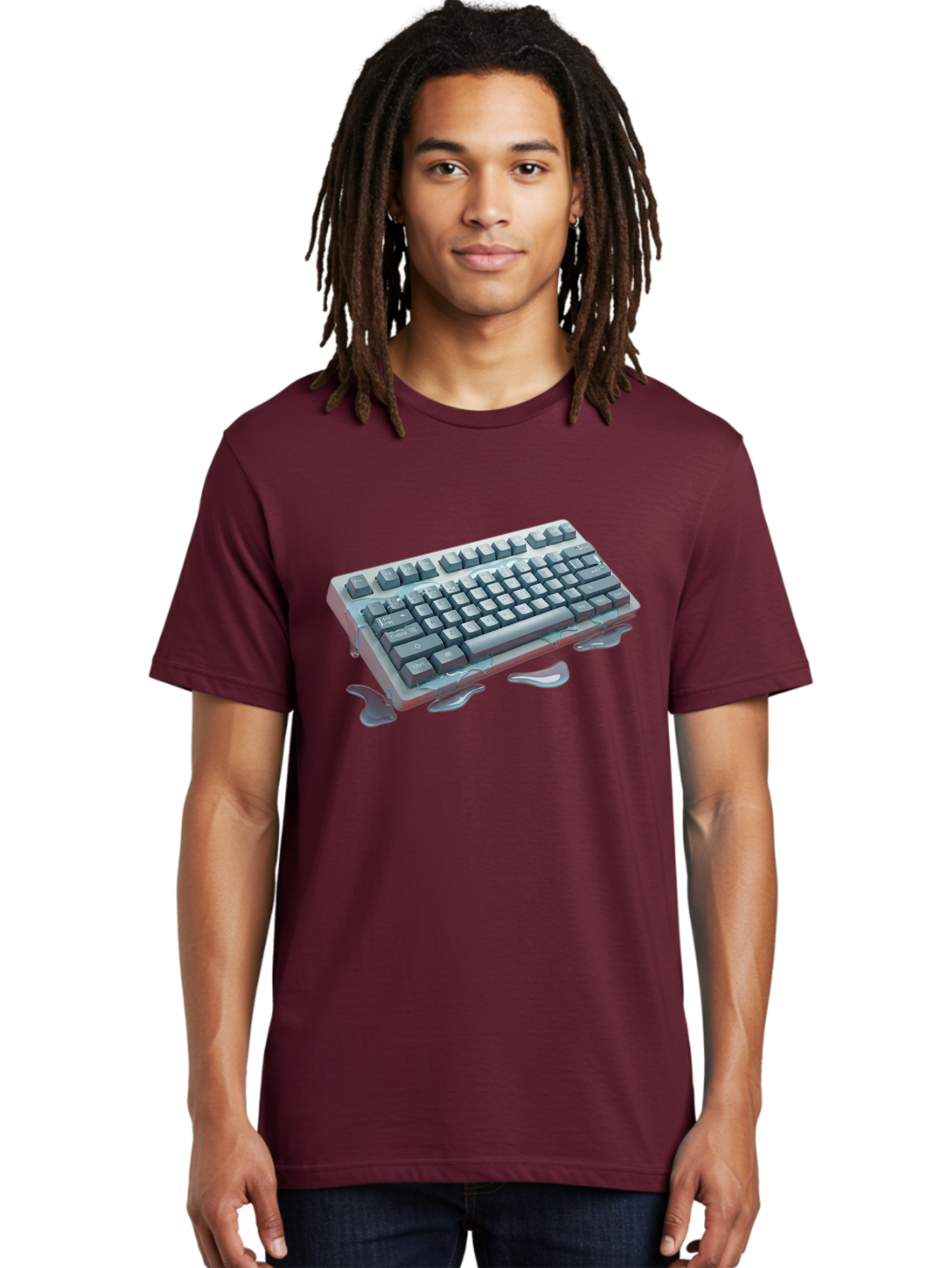 Melting-Keyboard-2 Men'S Graphic Tee, 100% Cotton, Comfortable Casual Summer Wear, Machine Washable, Vintage Camera, Old Camera, Antique Camera, Black Camera, Classic Photography, Photography Equipment, Nostalgic Device, Film Camera, Baf908