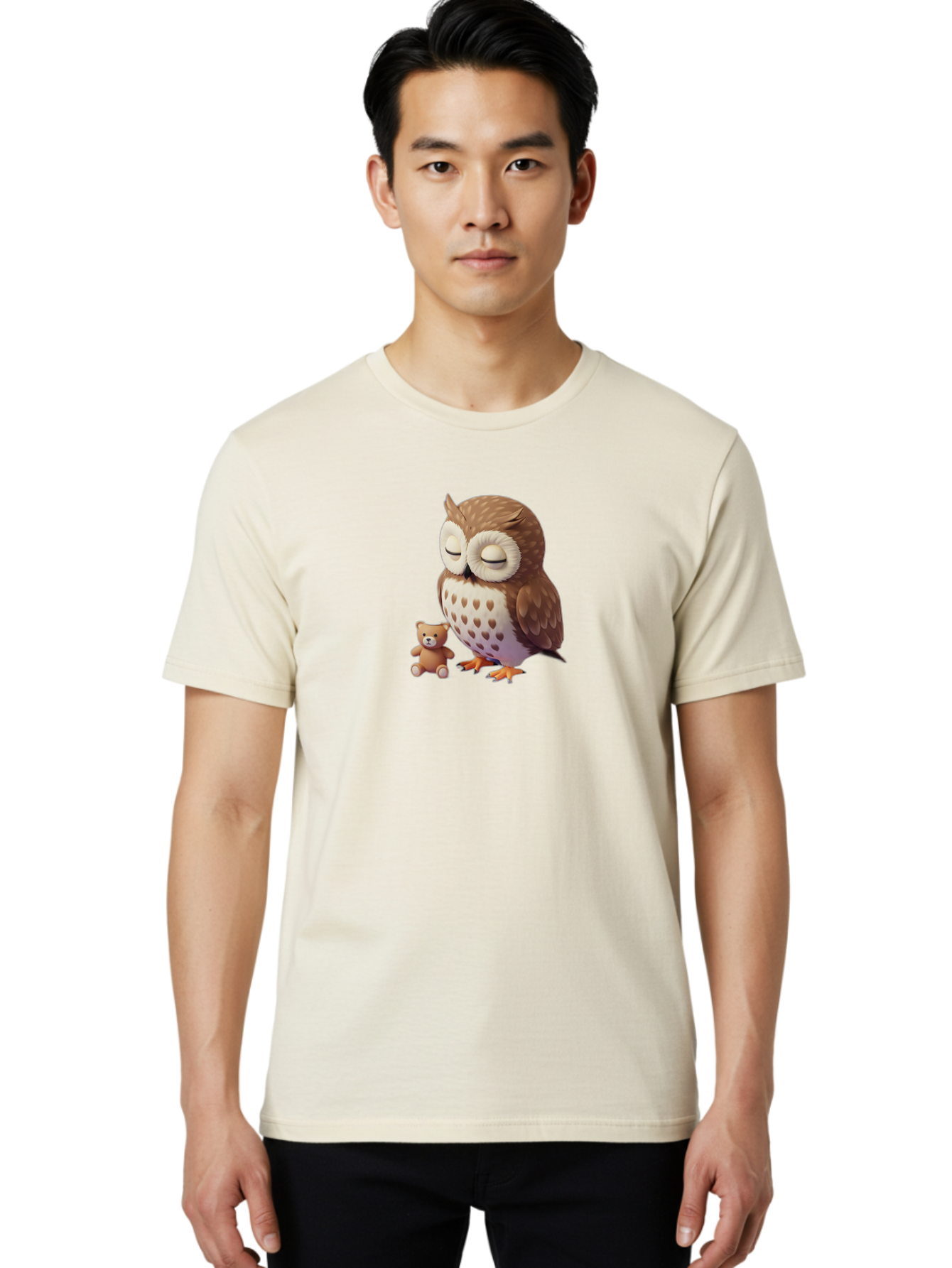 Owl-And-Teddy-1 Men'S Graphic Tee, 100% Cotton, Comfortable Casual Summer Wear, Machine Washable, Vintage Camera, Old Camera, Antique Camera, Black Camera, Classic Photography, Photography Equipment, Nostalgic Device, Film Camera, Camera Art Baf912
