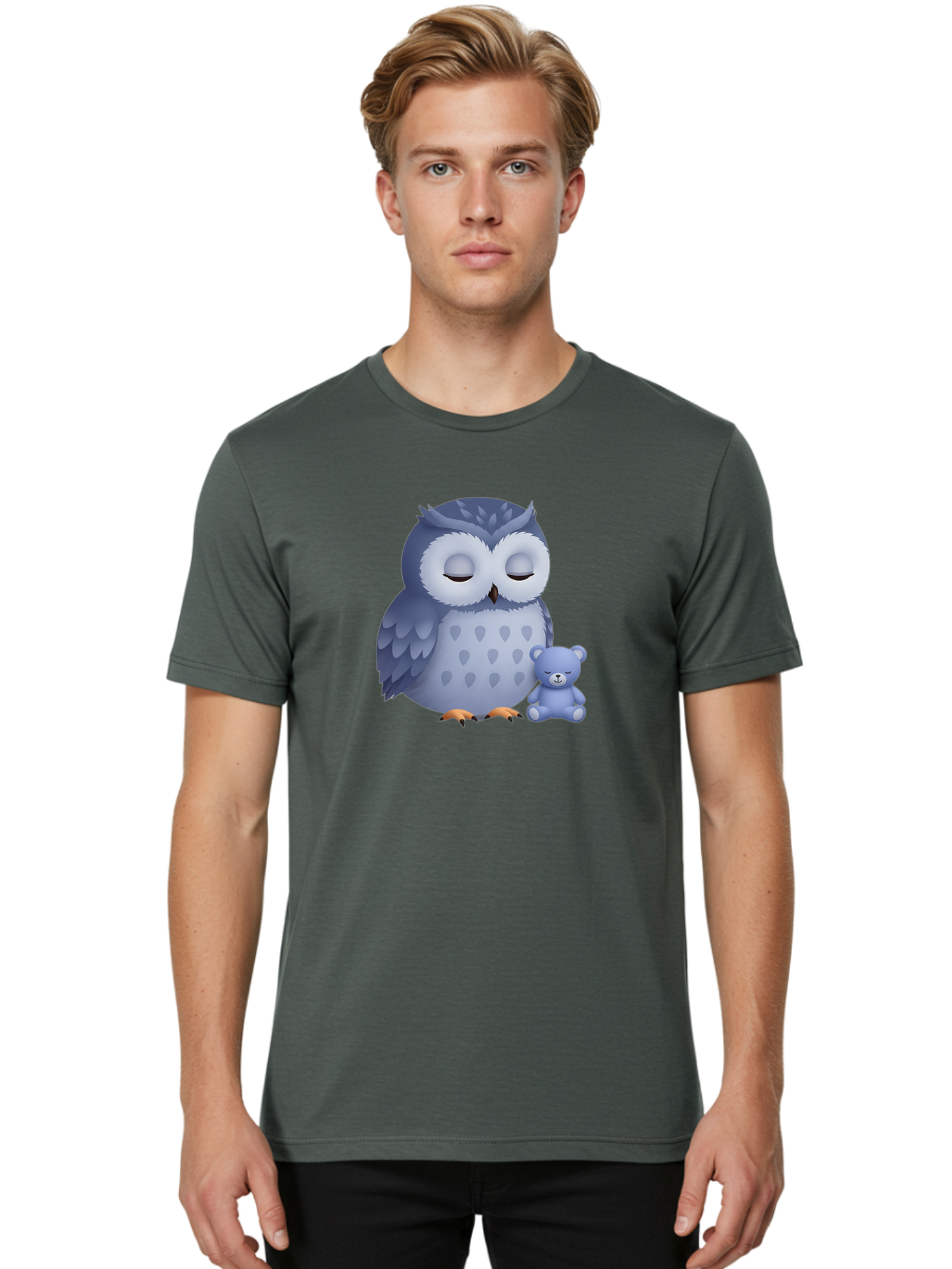 Owl-And-Teddy-2 Men'S Graphic Tee, 100% Cotton, Comfortable Casual Summer Wear, Machine Washable, Vintage Camera, Old Camera, Antique Camera, Black Camera, Classic Photography, Photography Equipment, Nostalgic Device, Film Camera, Camera Art Baf913