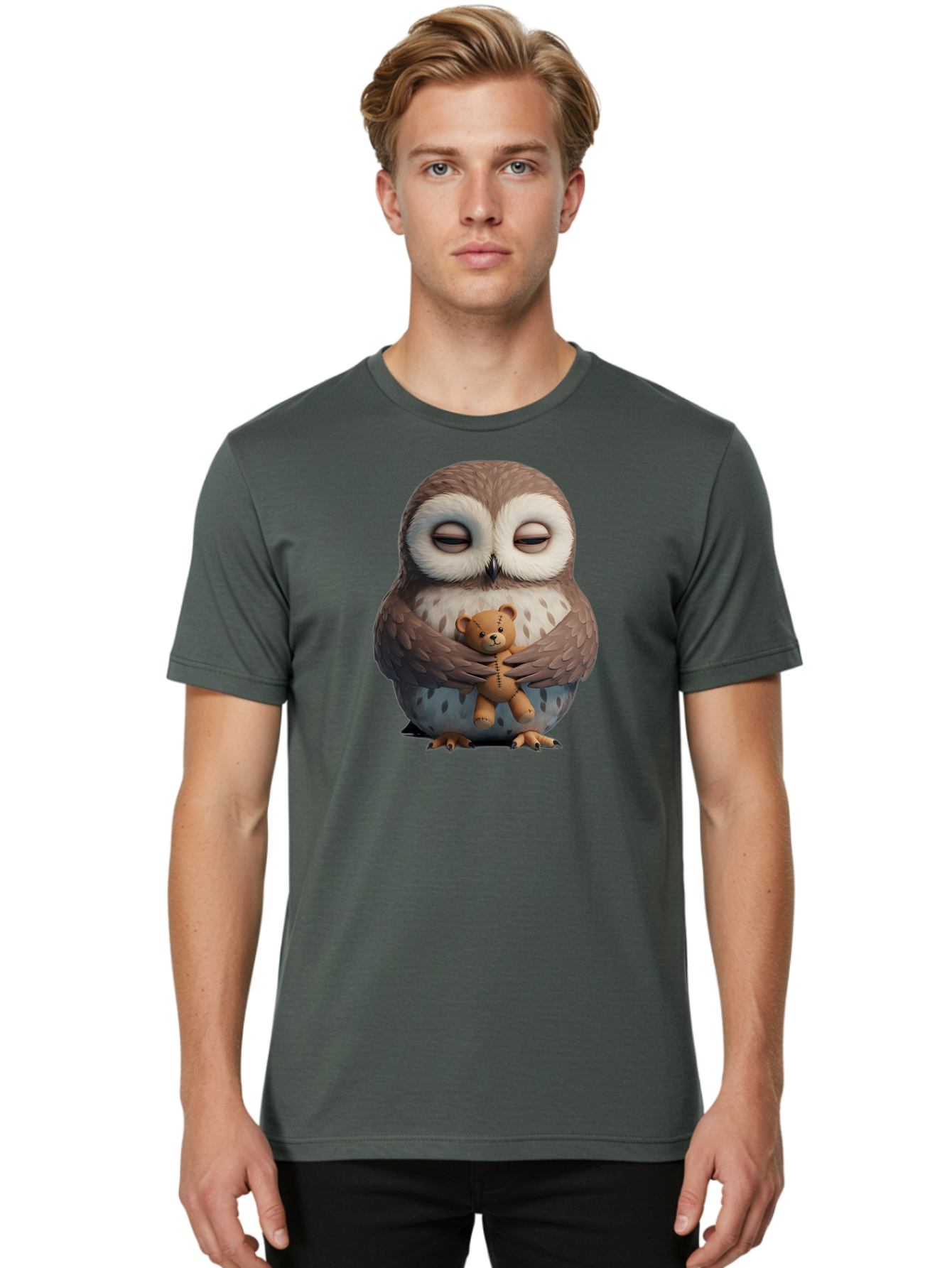 Owl-Holding-Teddy Men'S Graphic Tee, 100% Cotton, Comfortable Casual Summer Wear, Machine Washable, Vintage Camera, Old Camera, Antique Camera, Black Camera, Classic Photography, Photography Equipment, Nostalgic Device, Film Camera, Camera Art Baf918