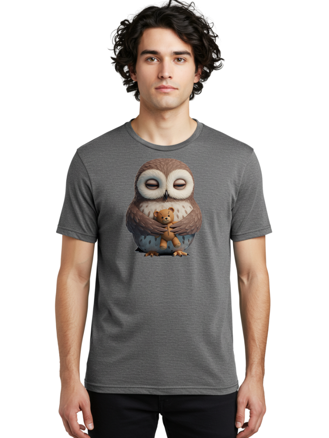 Owl-Holding-Teddy Men'S Graphic Tee, 100% Cotton, Comfortable Casual Summer Wear, Machine Washable, Vintage Camera, Old Camera, Antique Camera, Black Camera, Classic Photography, Photography Equipment, Nostalgic Device, Film Camera, Camera Art Baf918