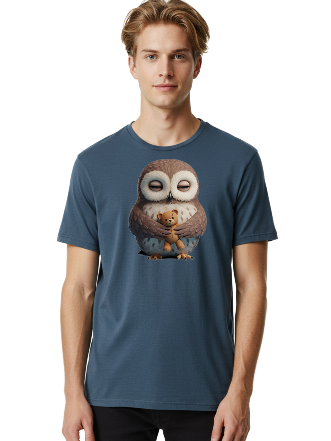 Owl-Holding-Teddy Men'S Graphic Tee, 100% Cotton, Comfortable Casual Summer Wear, Machine Washable, Vintage Camera, Old Camera, Antique Camera, Black Camera, Classic Photography, Photography Equipment, Nostalgic Device, Film Camera, Camera Art Baf918