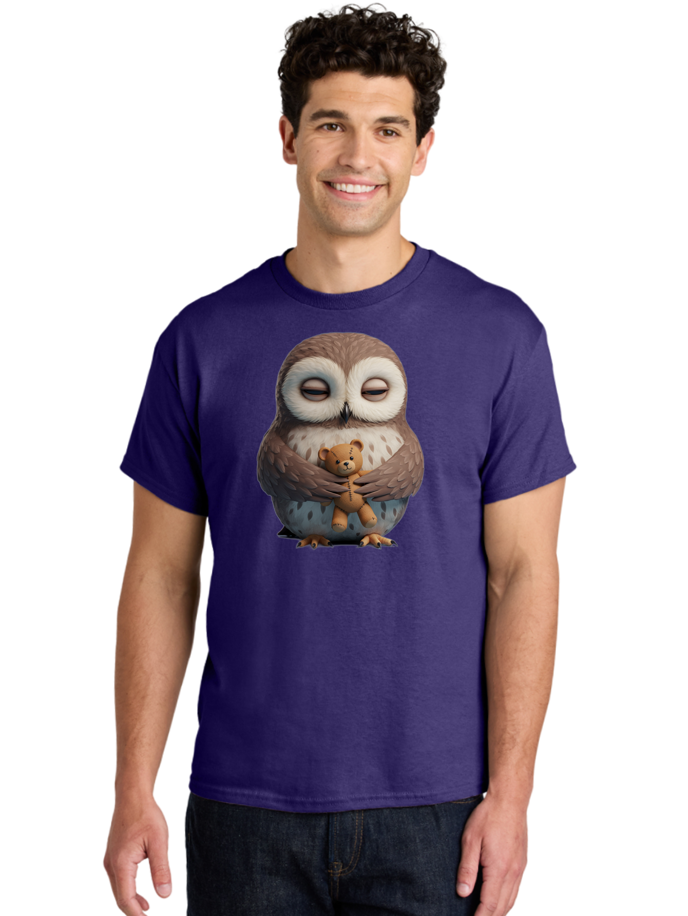 Owl-Holding-Teddy Men'S Graphic Tee, 100% Cotton, Comfortable Casual Summer Wear, Machine Washable, Vintage Camera, Old Camera, Antique Camera, Black Camera, Classic Photography, Photography Equipment, Nostalgic Device, Film Camera, Camera Art Baf918