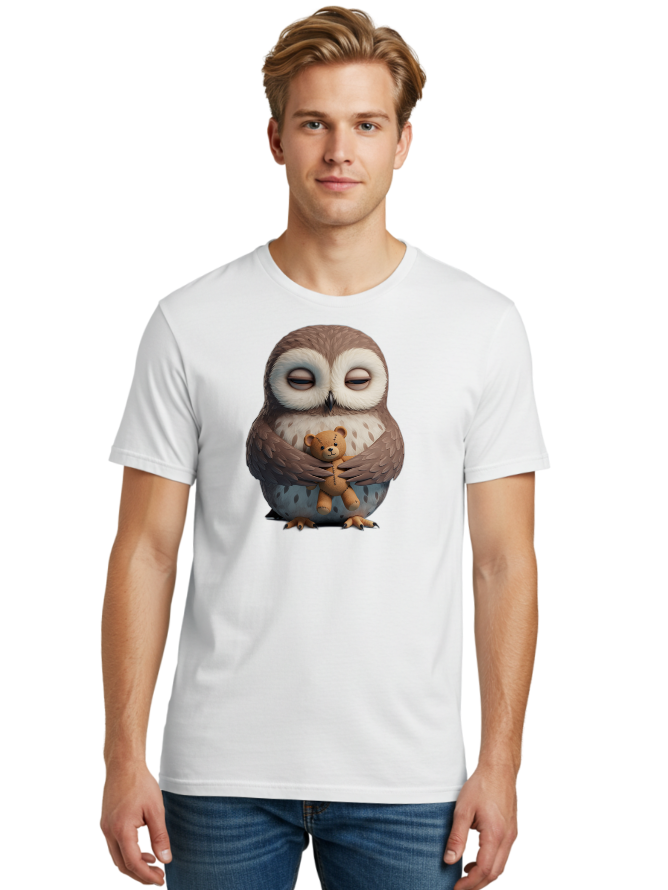 Owl-Holding-Teddy Men'S Graphic Tee, 100% Cotton, Comfortable Casual Summer Wear, Machine Washable, Vintage Camera, Old Camera, Antique Camera, Black Camera, Classic Photography, Photography Equipment, Nostalgic Device, Film Camera, Camera Art Baf918
