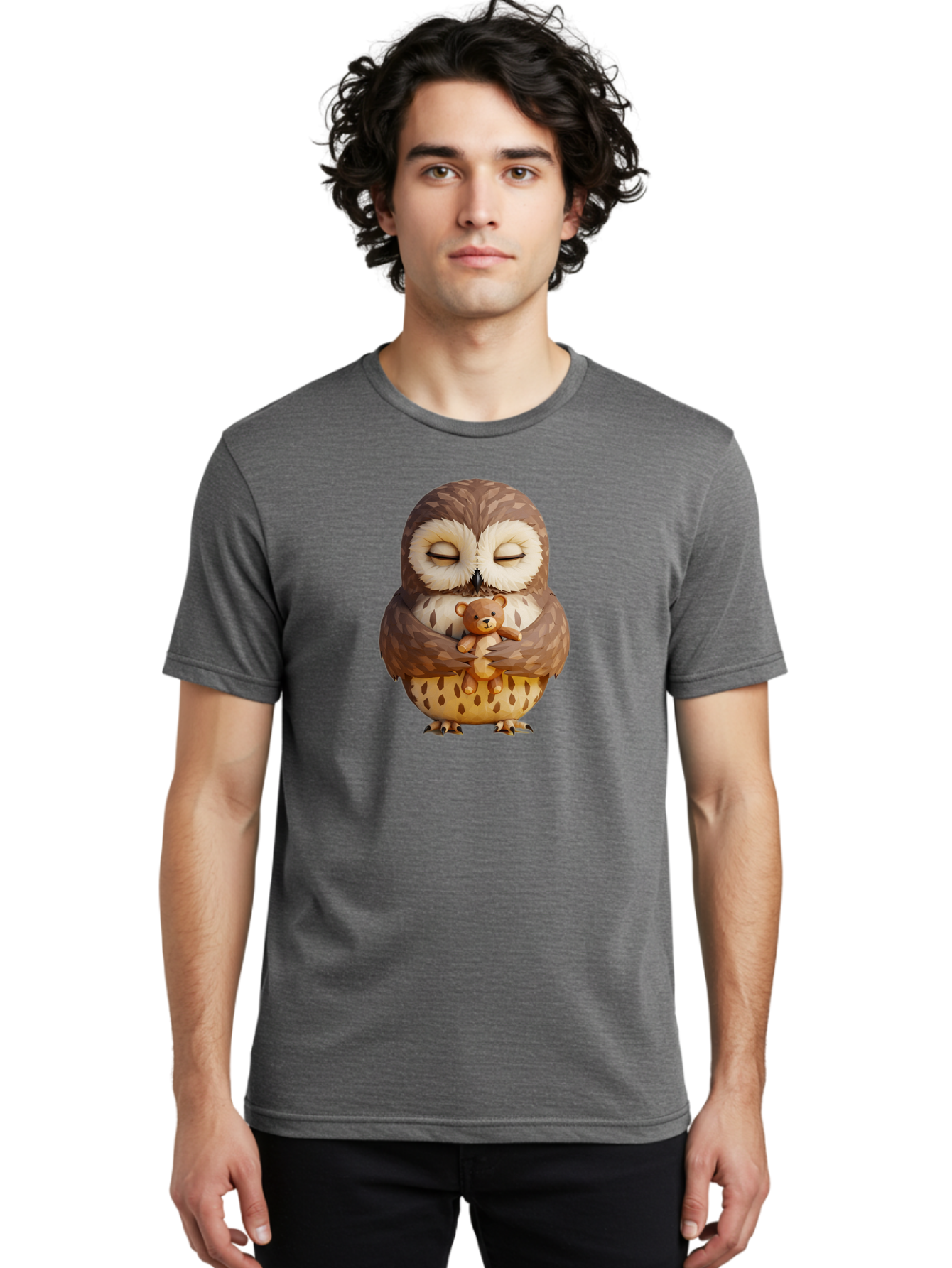 Owl-Hugging-Teddy-1 Men'S Graphic Tee, 100% Cotton, Comfortable Casual Summer Wear, Machine Washable, Vintage Camera, Old Camera, Antique Camera, Black Camera, Classic Photography, Photography Equipment, Nostalgic Device, Film Camera, Baf919