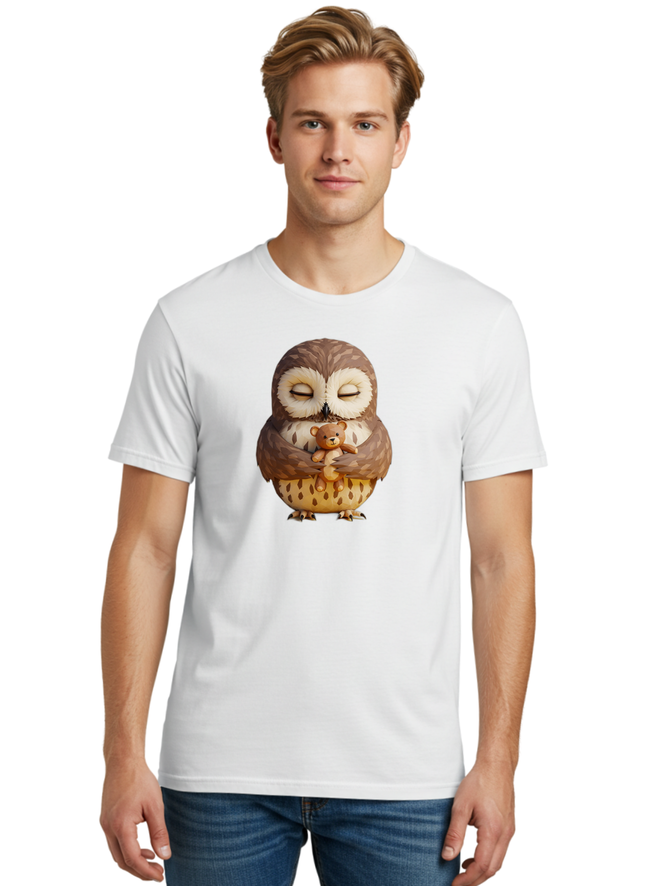 Owl-Hugging-Teddy-1 Men'S Graphic Tee, 100% Cotton, Comfortable Casual Summer Wear, Machine Washable, Vintage Camera, Old Camera, Antique Camera, Black Camera, Classic Photography, Photography Equipment, Nostalgic Device, Film Camera, Baf919