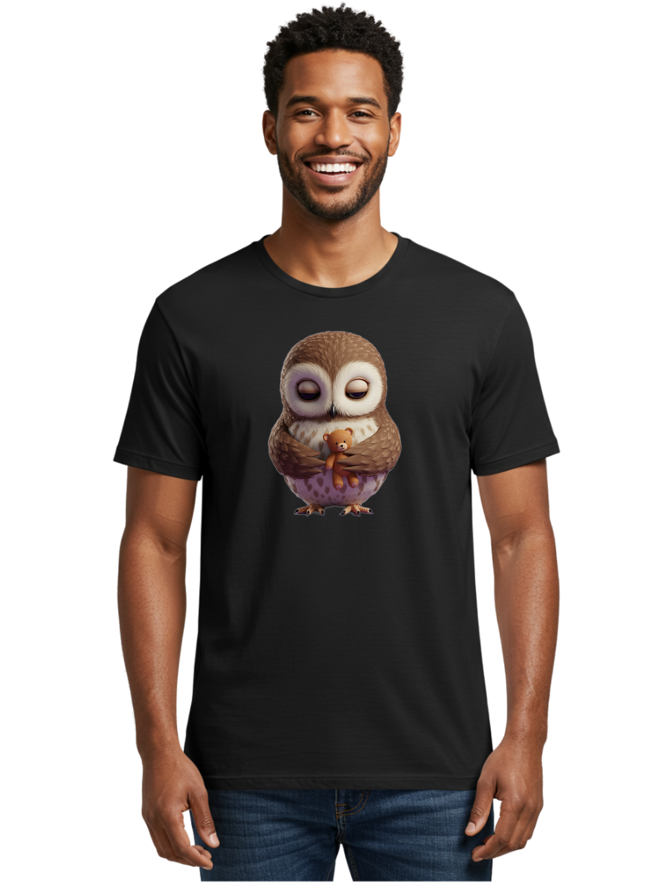 Owl-Hugging-Teddy-2 Men'S Graphic Tee, 100% Cotton, Comfortable Casual Summer Wear, Machine Washable, Vintage Camera, Old Camera, Antique Camera, Black Camera, Classic Photography, Photography Equipment, Nostalgic Device, Film Camera, Baf920