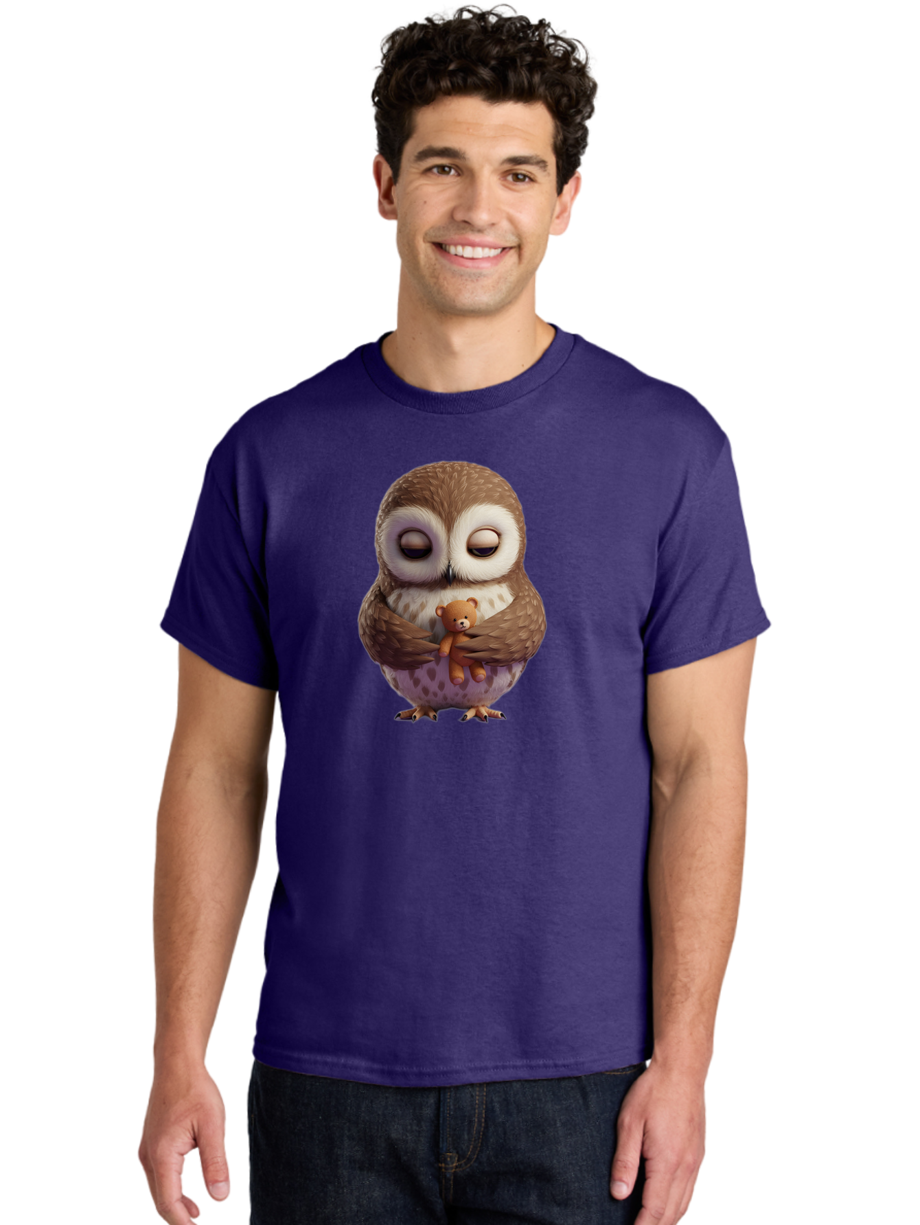 Owl-Hugging-Teddy-2 Men'S Graphic Tee, 100% Cotton, Comfortable Casual Summer Wear, Machine Washable, Vintage Camera, Old Camera, Antique Camera, Black Camera, Classic Photography, Photography Equipment, Nostalgic Device, Film Camera, Baf920